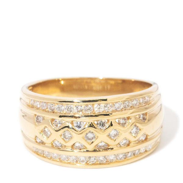 Vintage Circa 1990s 0.55ct Diamond Pleated Dress Ring 18 Carat Gold
