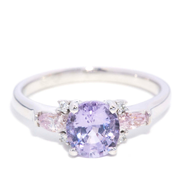 Odessa Lavender Spinel & Diamond Ring 18ct White Gold Rings Imperial Jewellery 