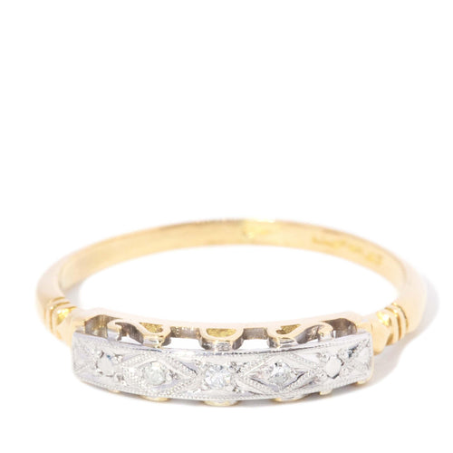 Peggy 1950s Diamond Dress Ring 18K Yellow Gold & Platinum