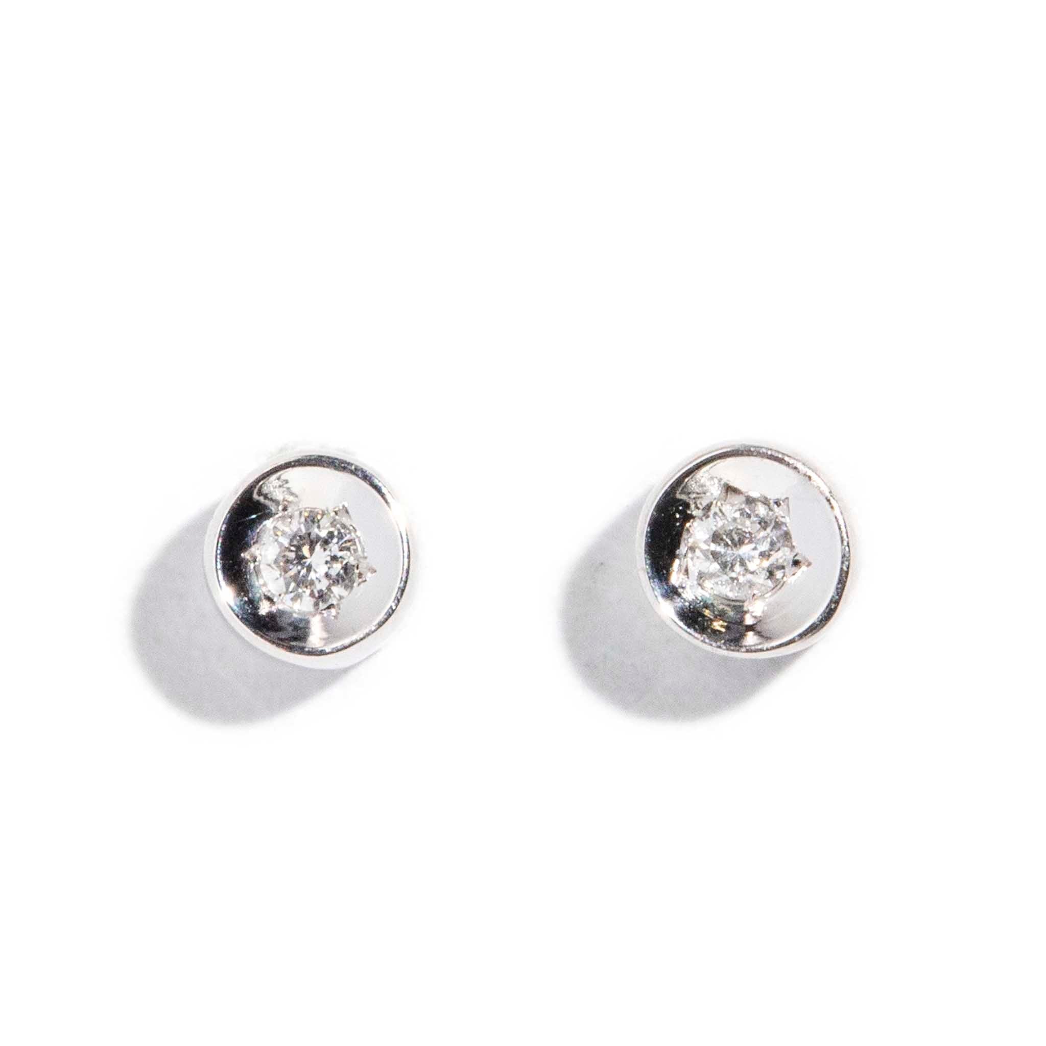 Petra Vintage Circa 1990s Star Set Solitaire Diamond Stud Earrings 18ct White Gold Earrings Imperial Jewellery 