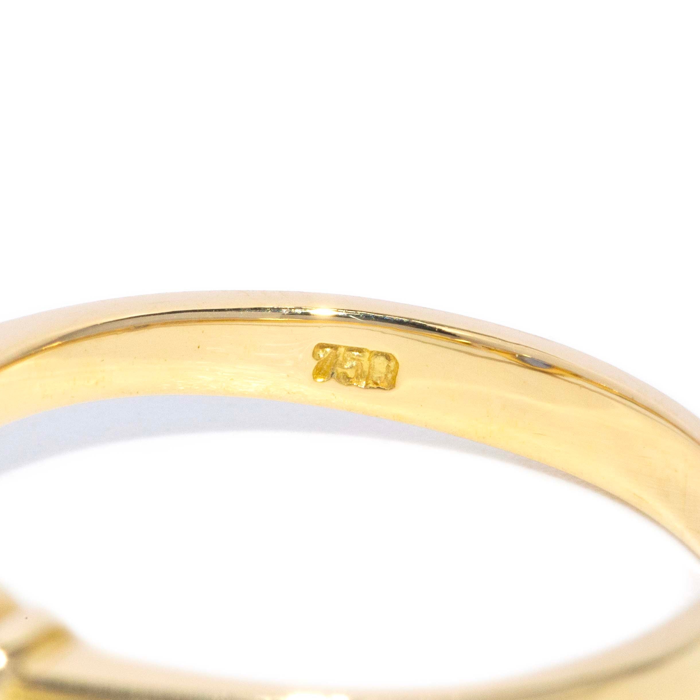 Phillipa Contemporary Blue Sapphire & Diamond Trilogy Ring 18ct Yellow Gold Rings Imperial Jewellery 