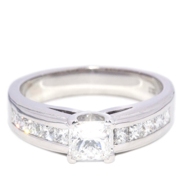 Prentice GIA Certified Diamond Ring 18K White Gold Platinum