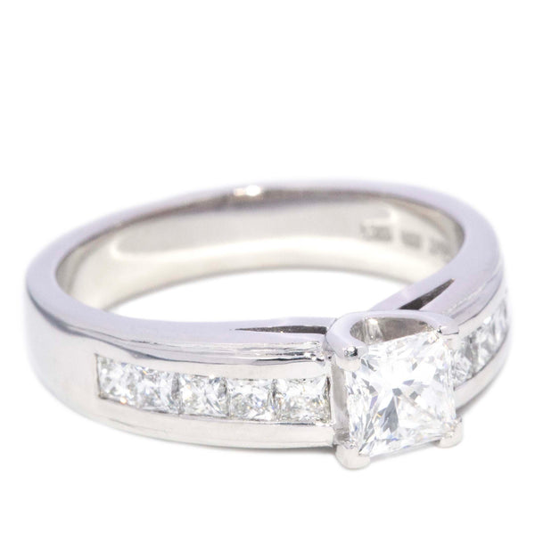 Prentice GIA Certified Diamond Ring 18K White Gold Platinum