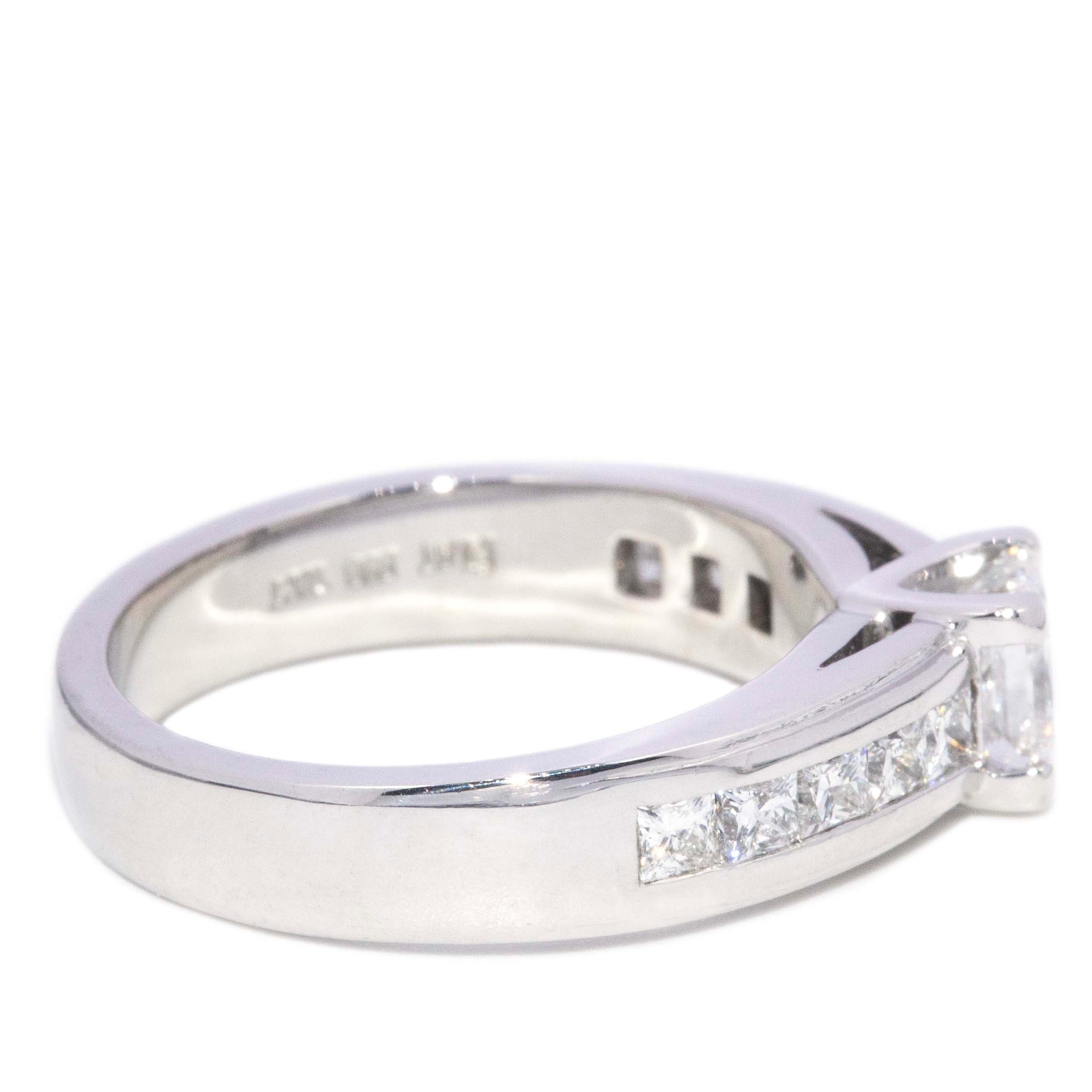 Prentice GIA Certified Diamond Ring 18K White Gold Platinum