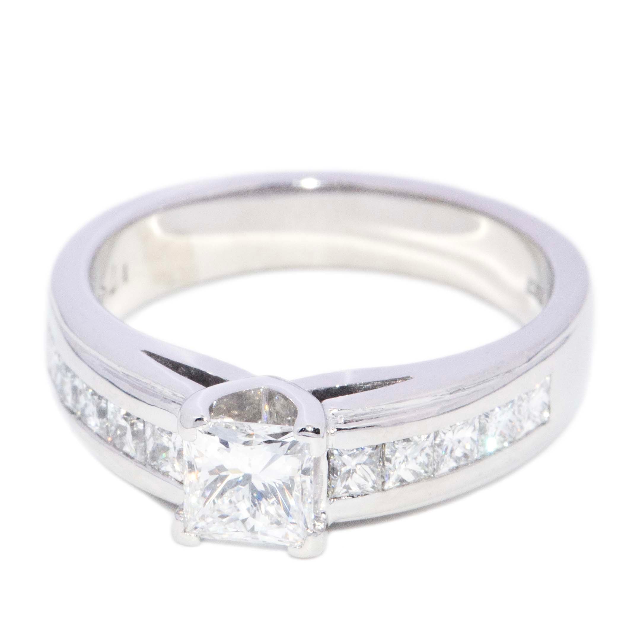 Prentice GIA Certified Diamond Ring 18K White Gold Platinum