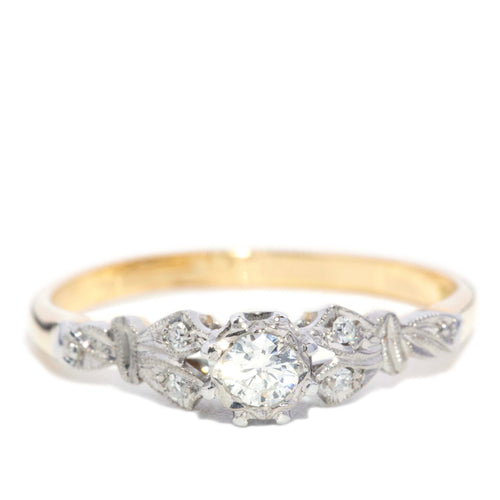 Primrose 1950s Diamond Foliate Ring 18K Two Tone Gold