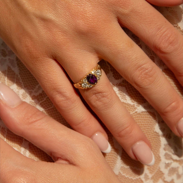 Rebekah Amethyst & Diamond Ring 18ct Gold Rings Imperial Jewellery 