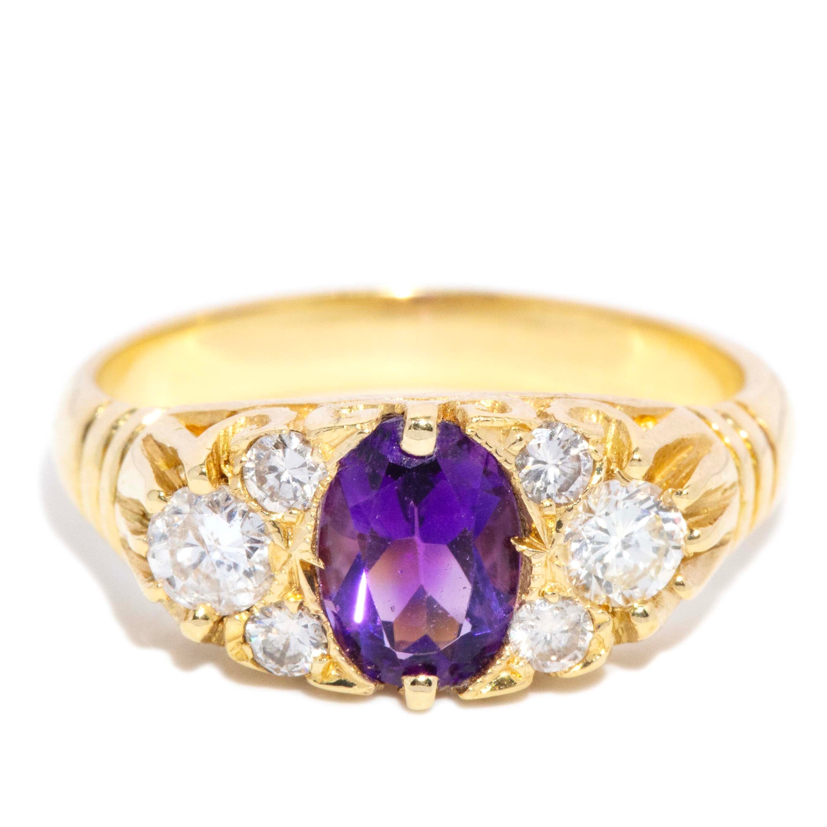 Rebekah Amethyst & Diamond Ring 18ct Gold Rings Imperial Jewellery 