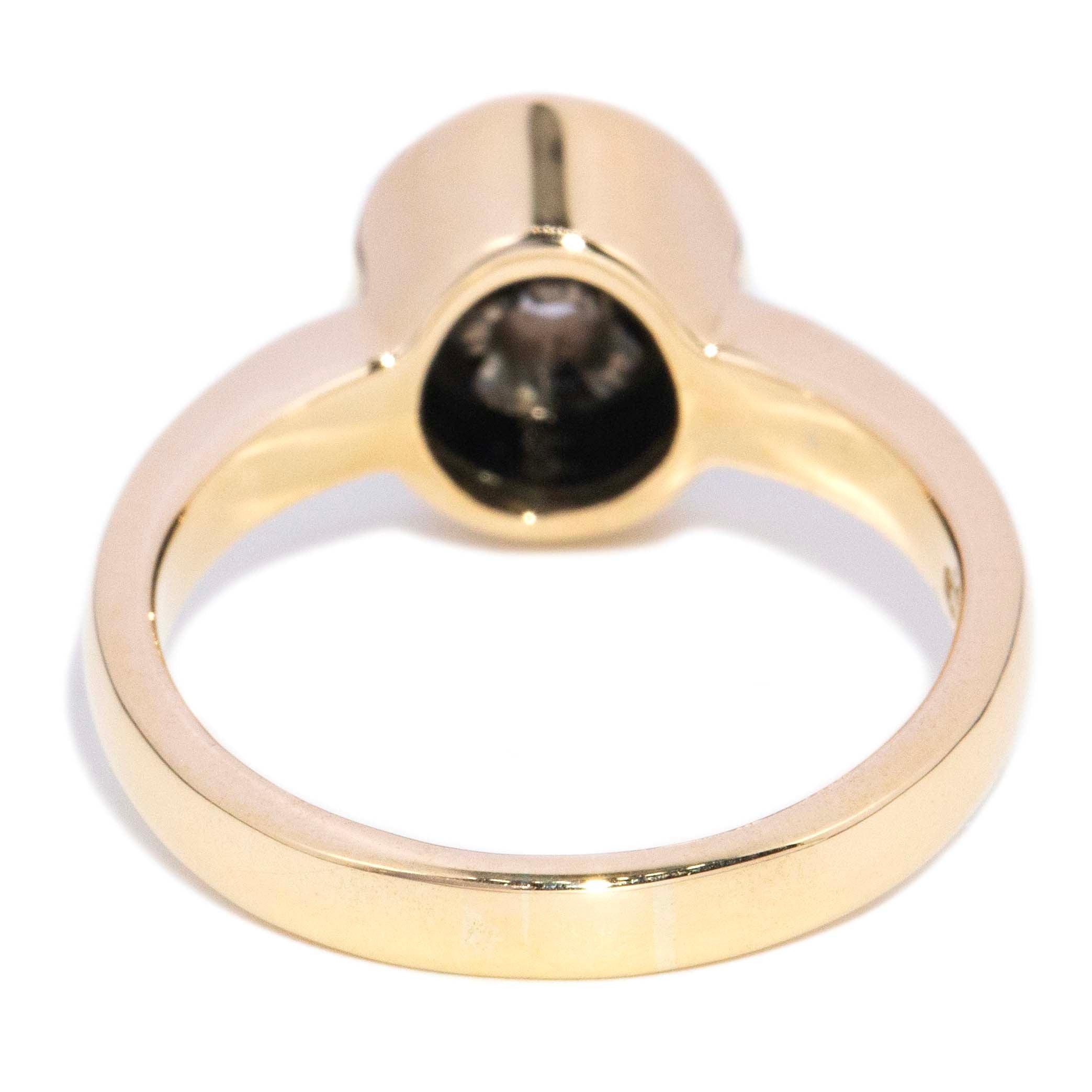 Regina 1980s Rubover Onyx & Diamond Ring 9K Two Tone Gold Rings Anthology Jewellers 