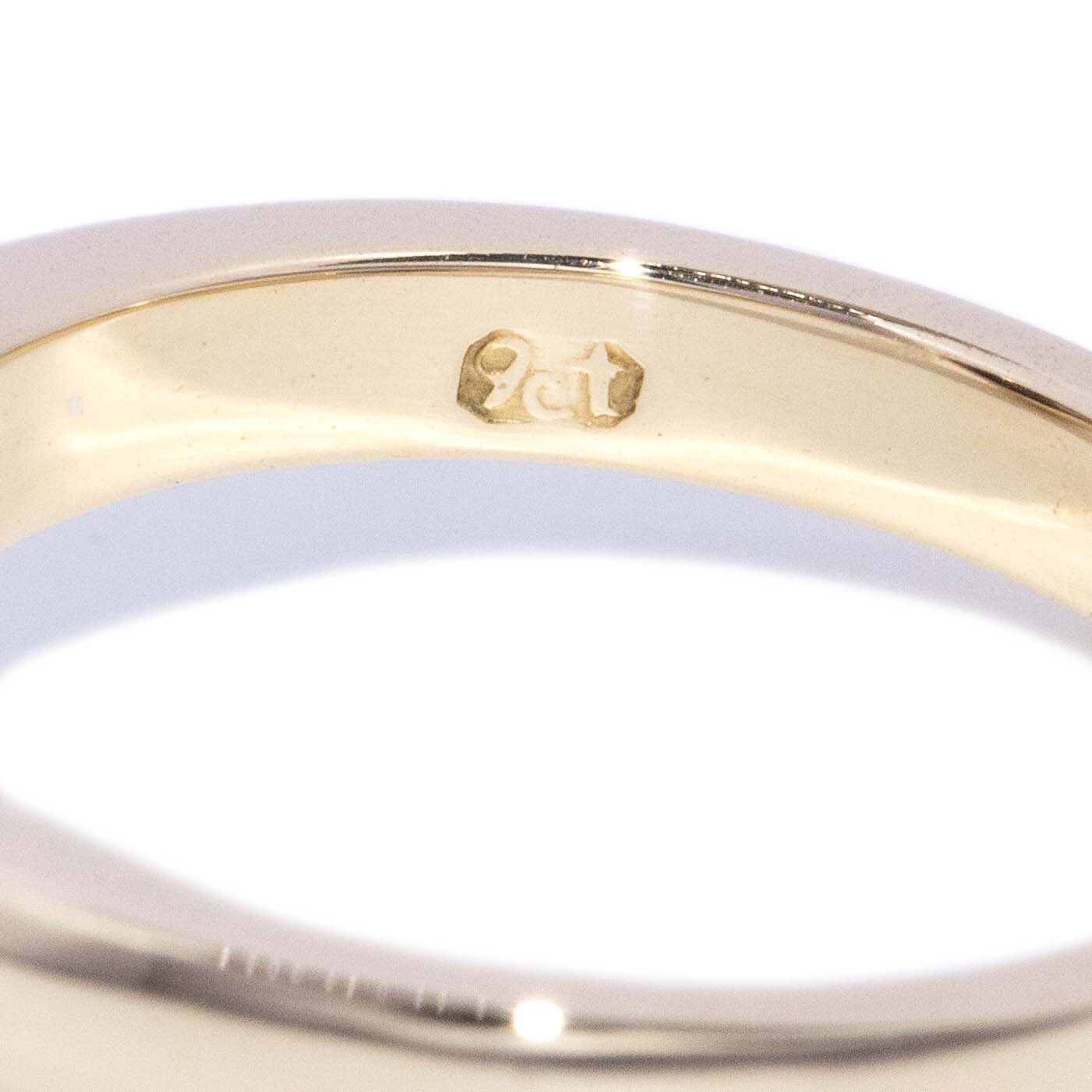 Regina 1980s Rubover Onyx & Diamond Ring 9K Two Tone Gold Rings Anthology Jewellers 