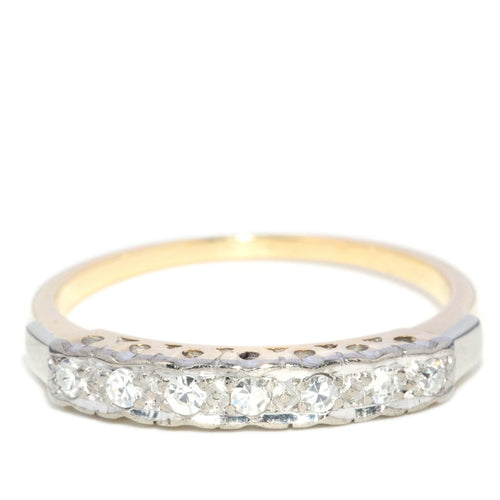 Reina 1950s Diamond Pierced Dress Ring 18K Two Tone Gold