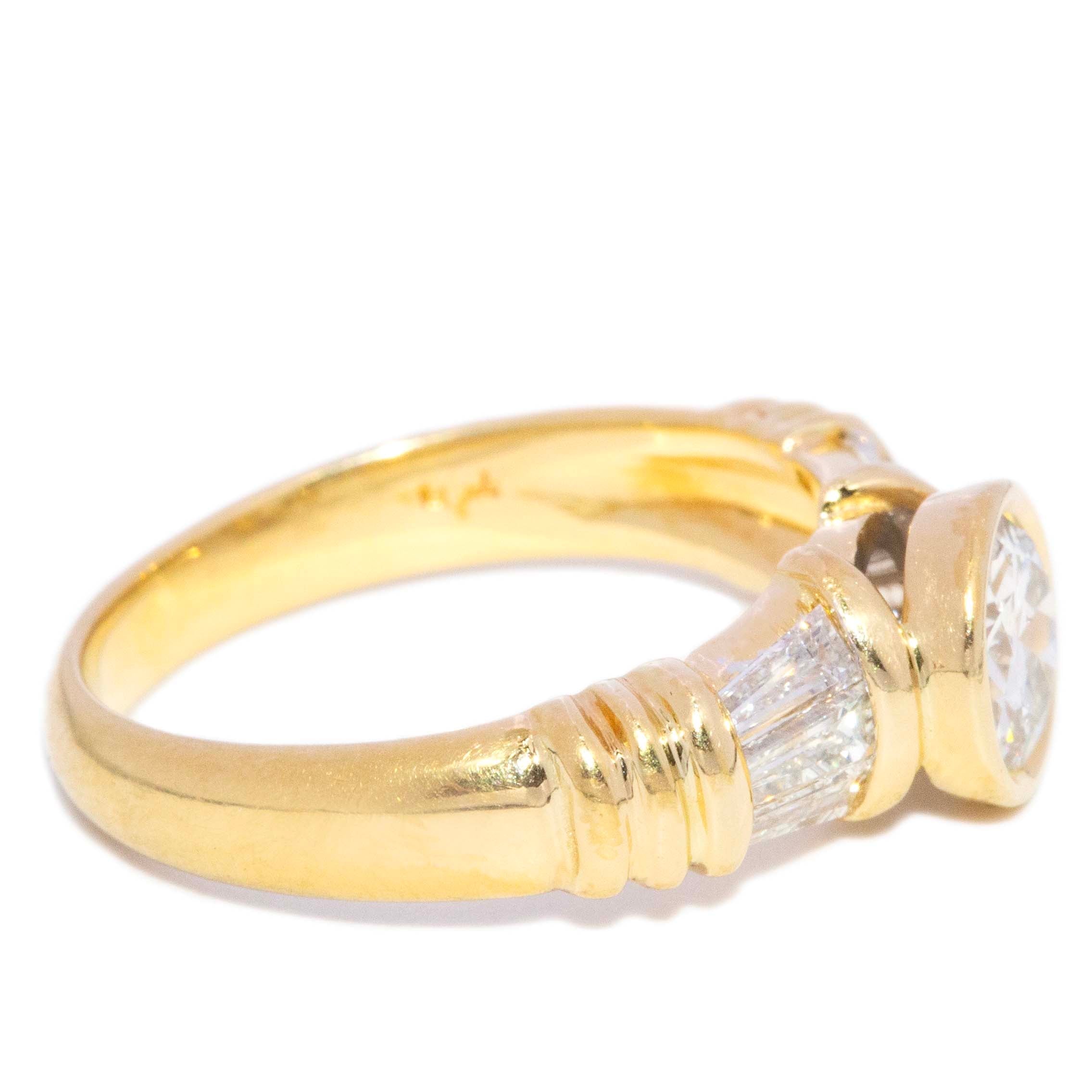 Rena Rubover & Baguette Diamond Dress Ring 18K Yellow Gold Rings Imperial Jewellery 