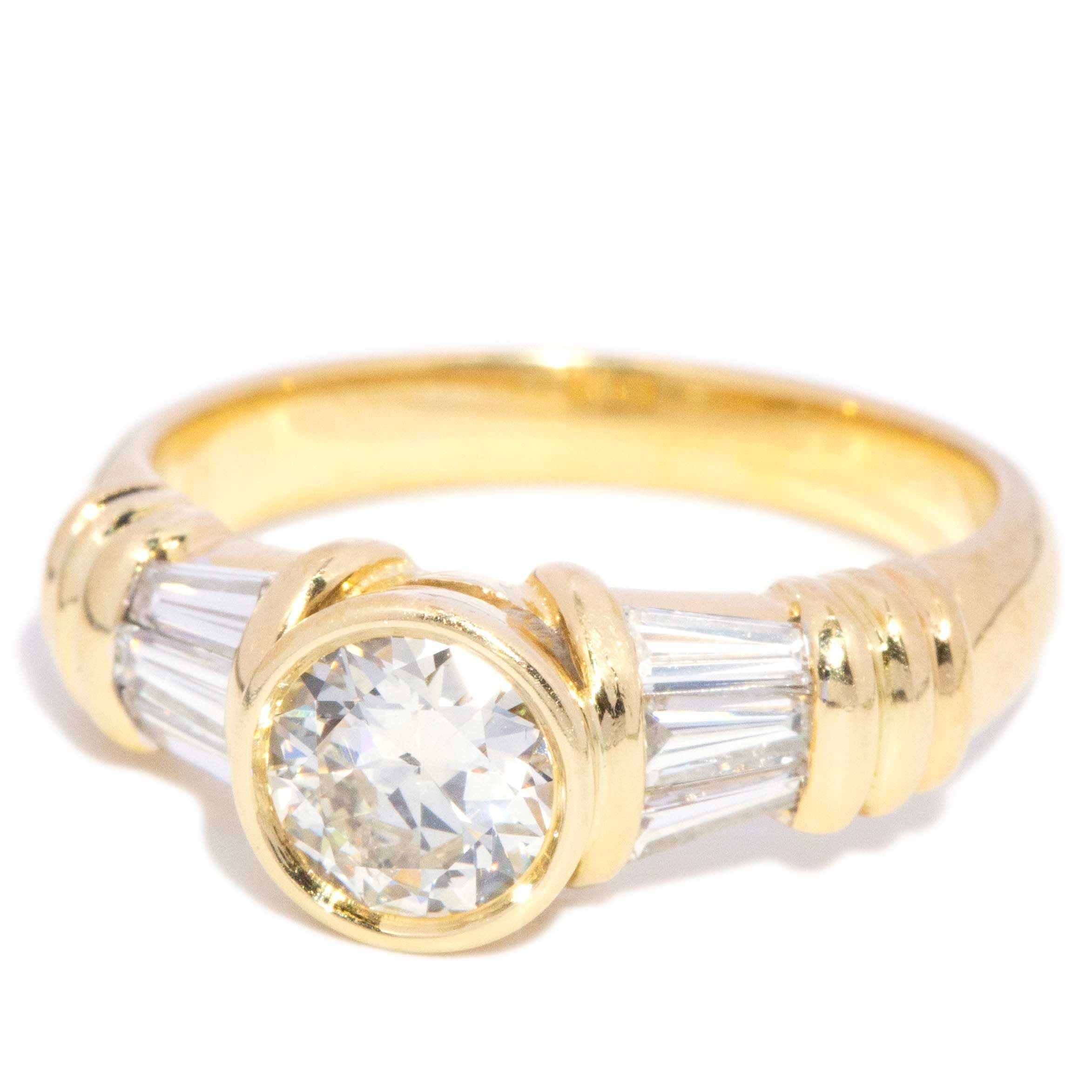 Rena Rubover & Baguette Diamond Dress Ring 18K Yellow Gold Rings Imperial Jewellery 