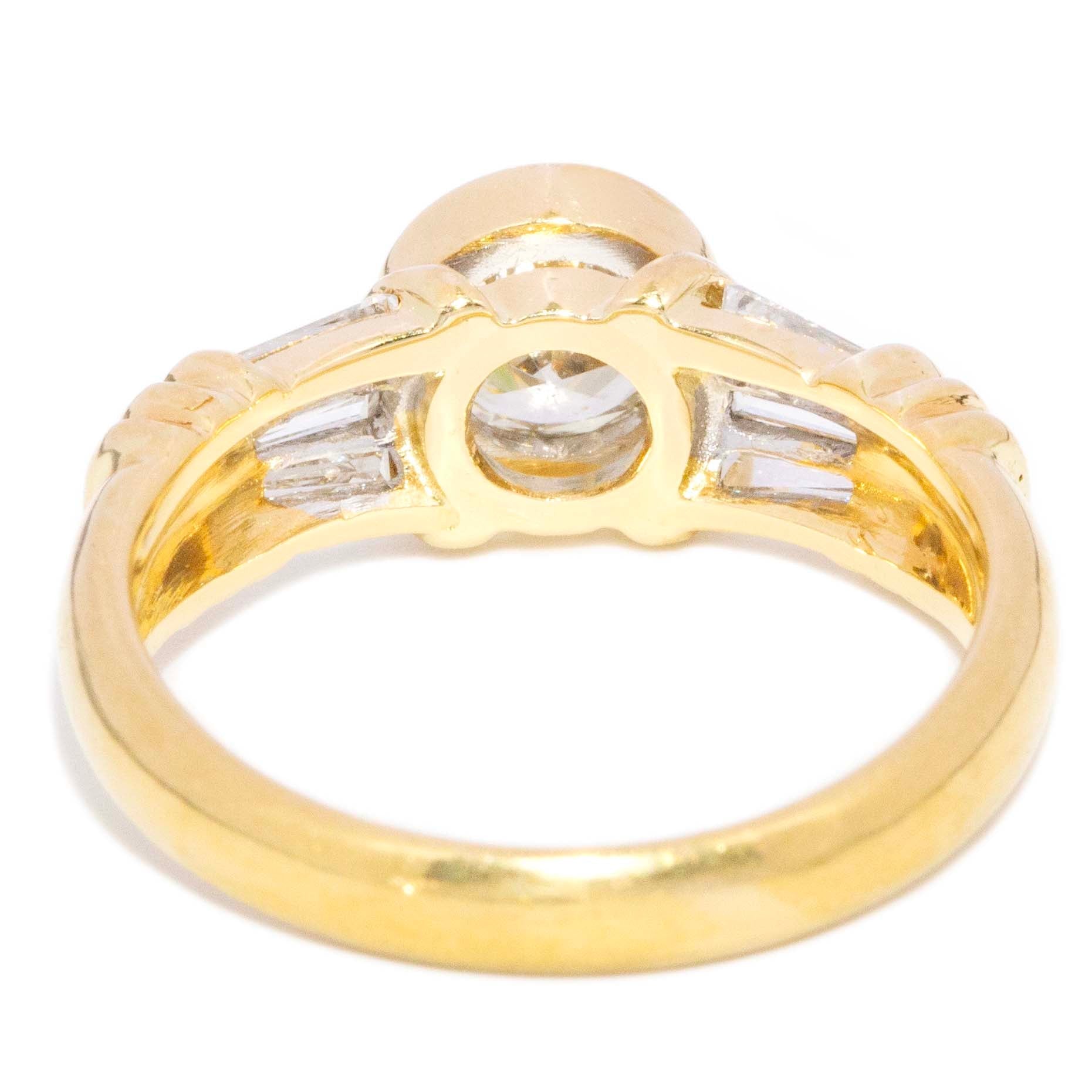 Rena Rubover & Baguette Diamond Dress Ring 18K Yellow Gold Rings Imperial Jewellery 