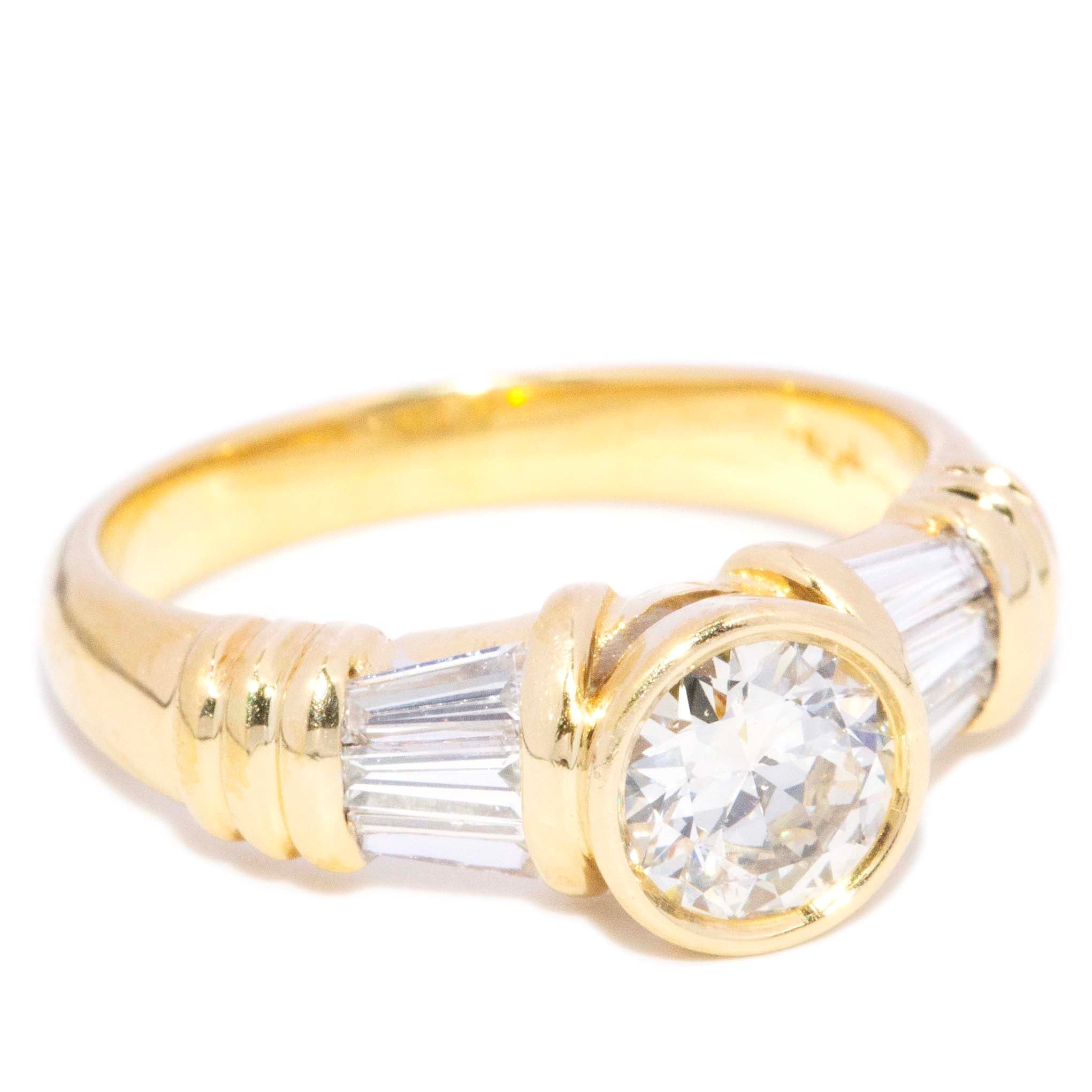 Rena Rubover & Baguette Diamond Dress Ring 18K Yellow Gold Rings Imperial Jewellery 