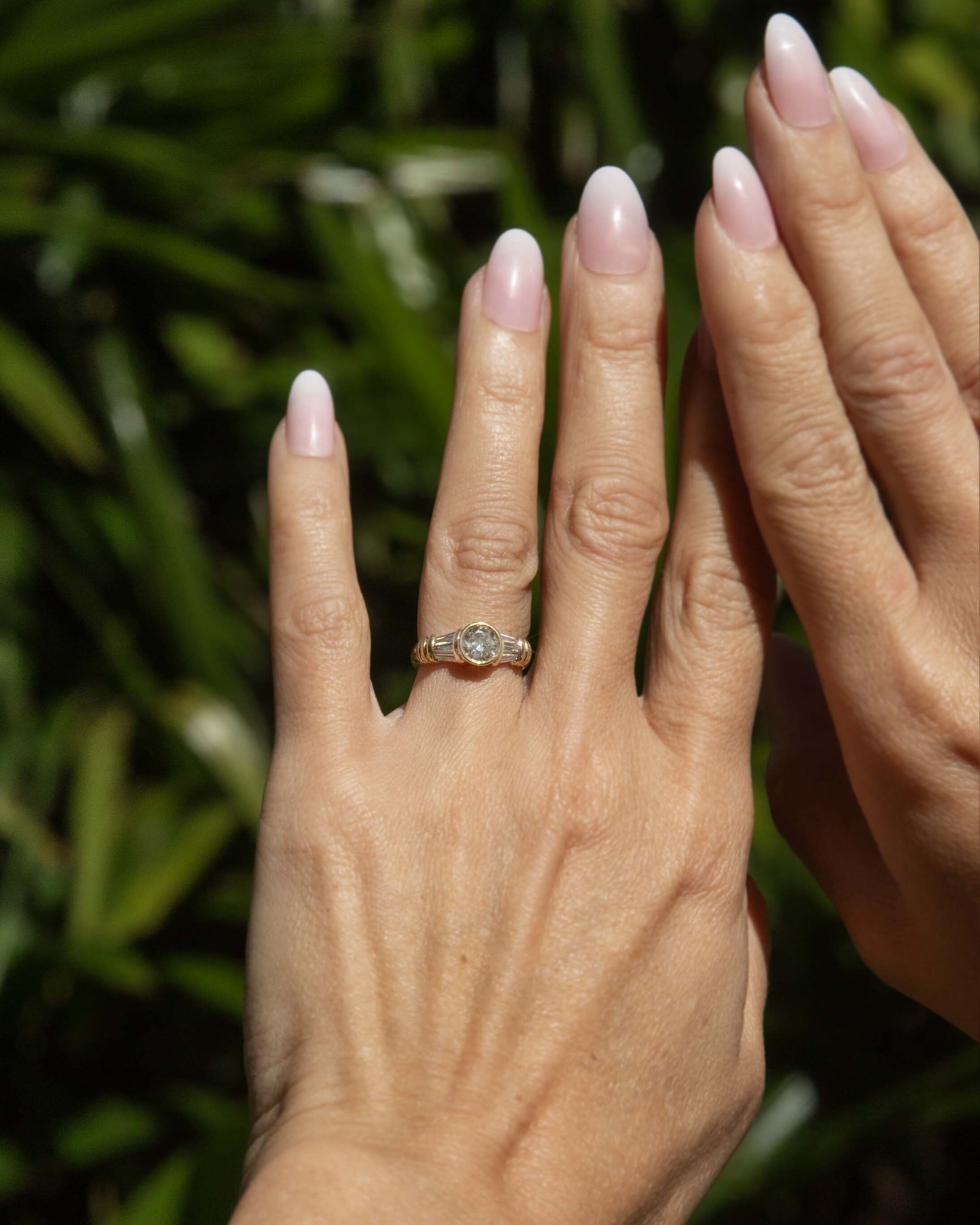 Rena Rubover & Baguette Diamond Dress Ring 18K Yellow Gold Rings Imperial Jewellery 