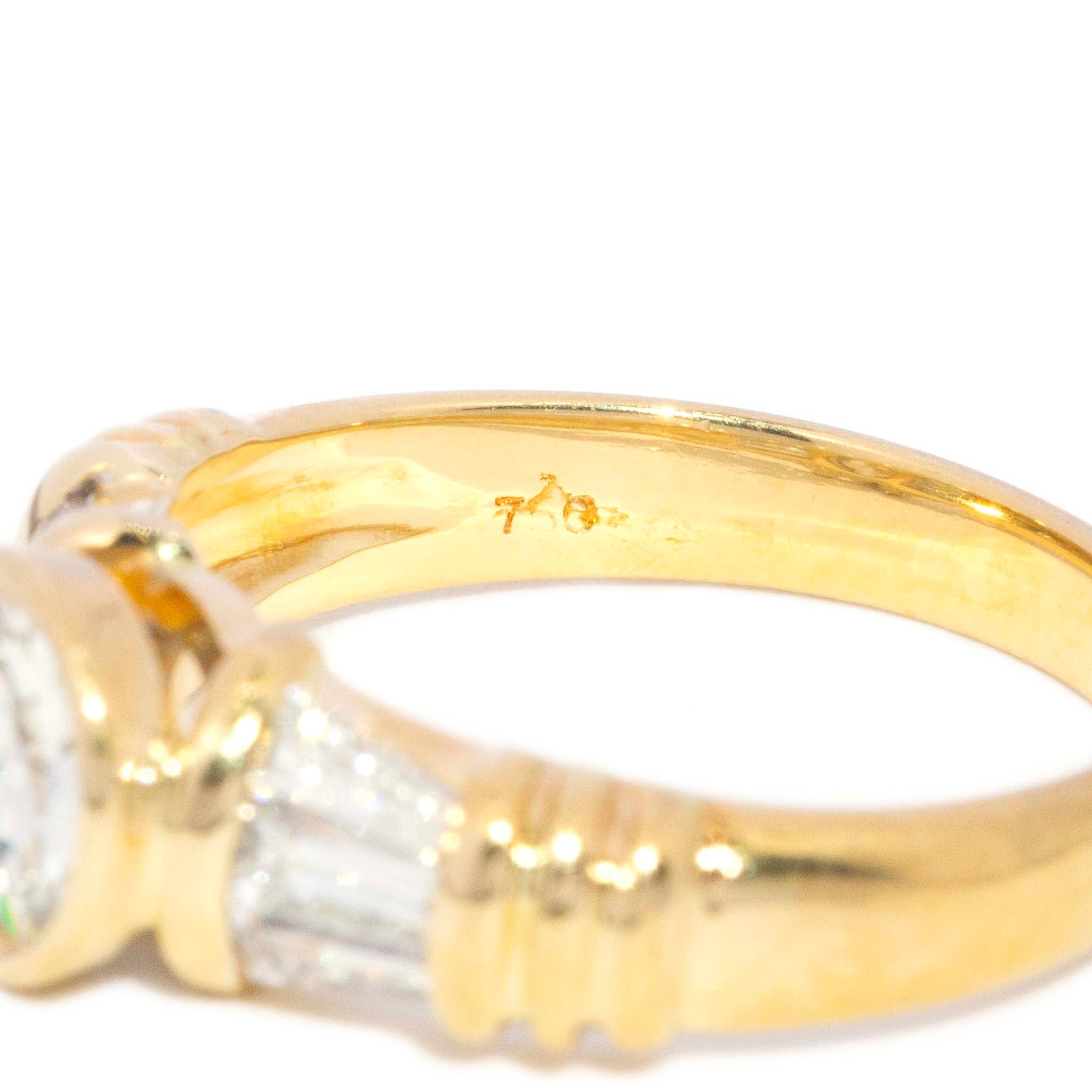 Rena Rubover & Baguette Diamond Dress Ring 18K Yellow Gold Rings Imperial Jewellery 