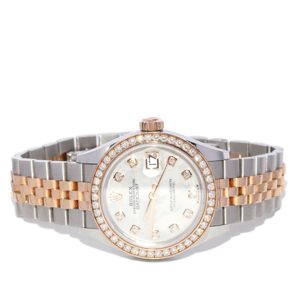 Rolex Lady Datejust 28mm Mother of Pearl Diamonds 18K Gold Watches Anthology Jewellers 