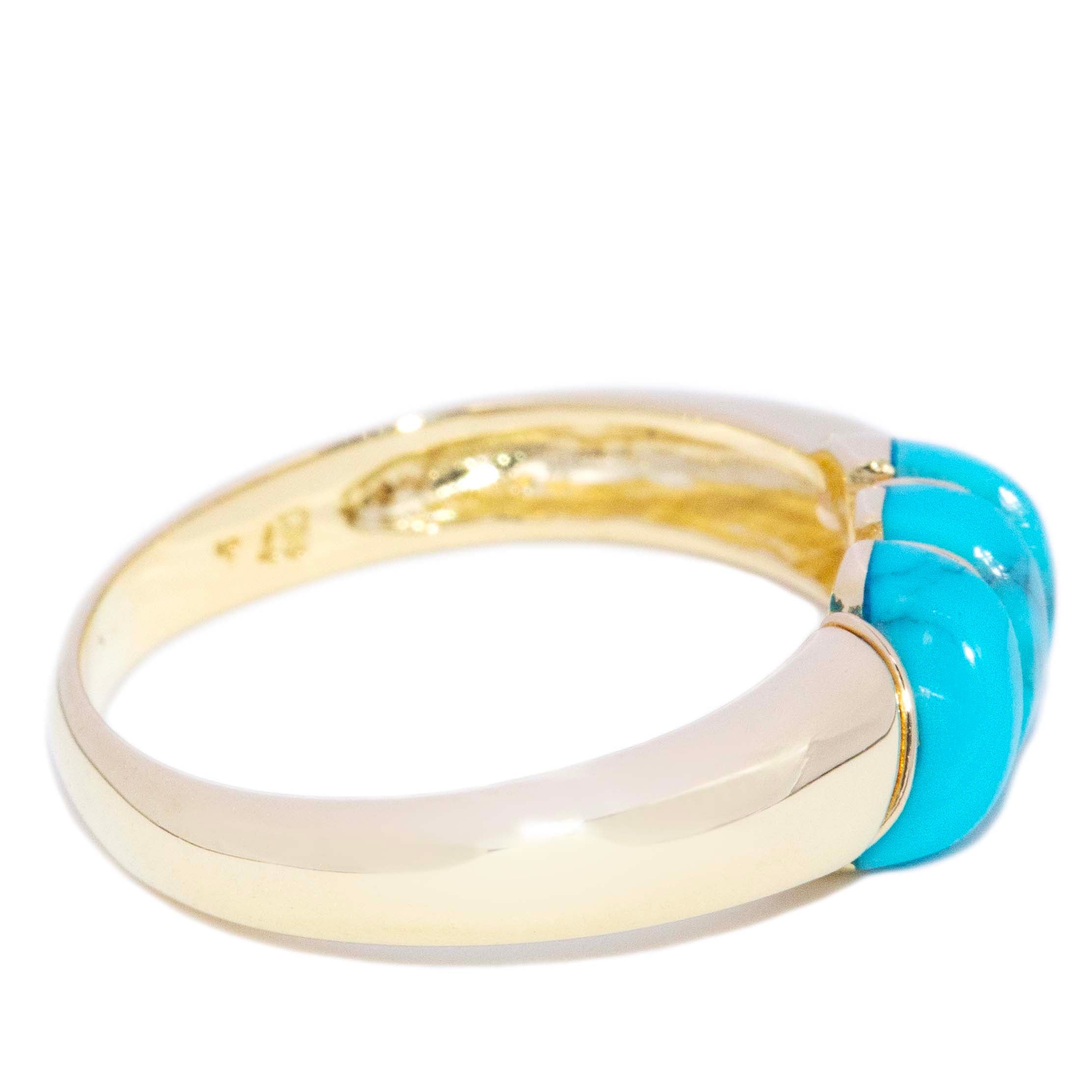 Sala Diagonal Turquoise Cabochon Ring 14K Yellow Gold Rings Anthology Jewellers 