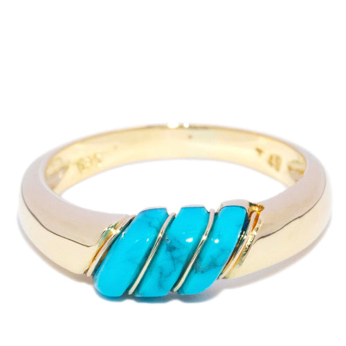 Sala Diagonal Turquoise Trilogy Ring 14K Yellow Gold