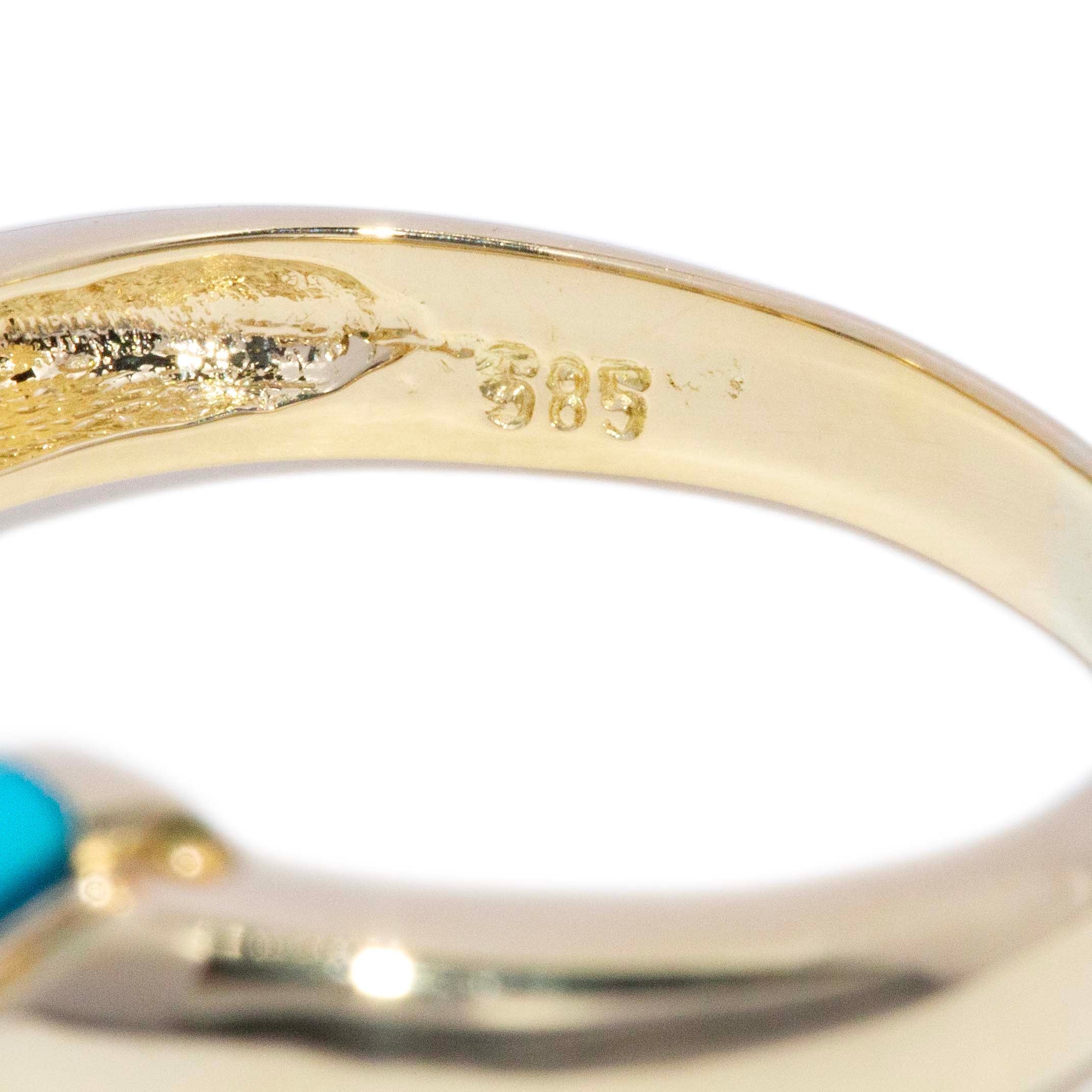 Sala Diagonal Turquoise Cabochon Ring 14K Yellow Gold Rings Anthology Jewellers 