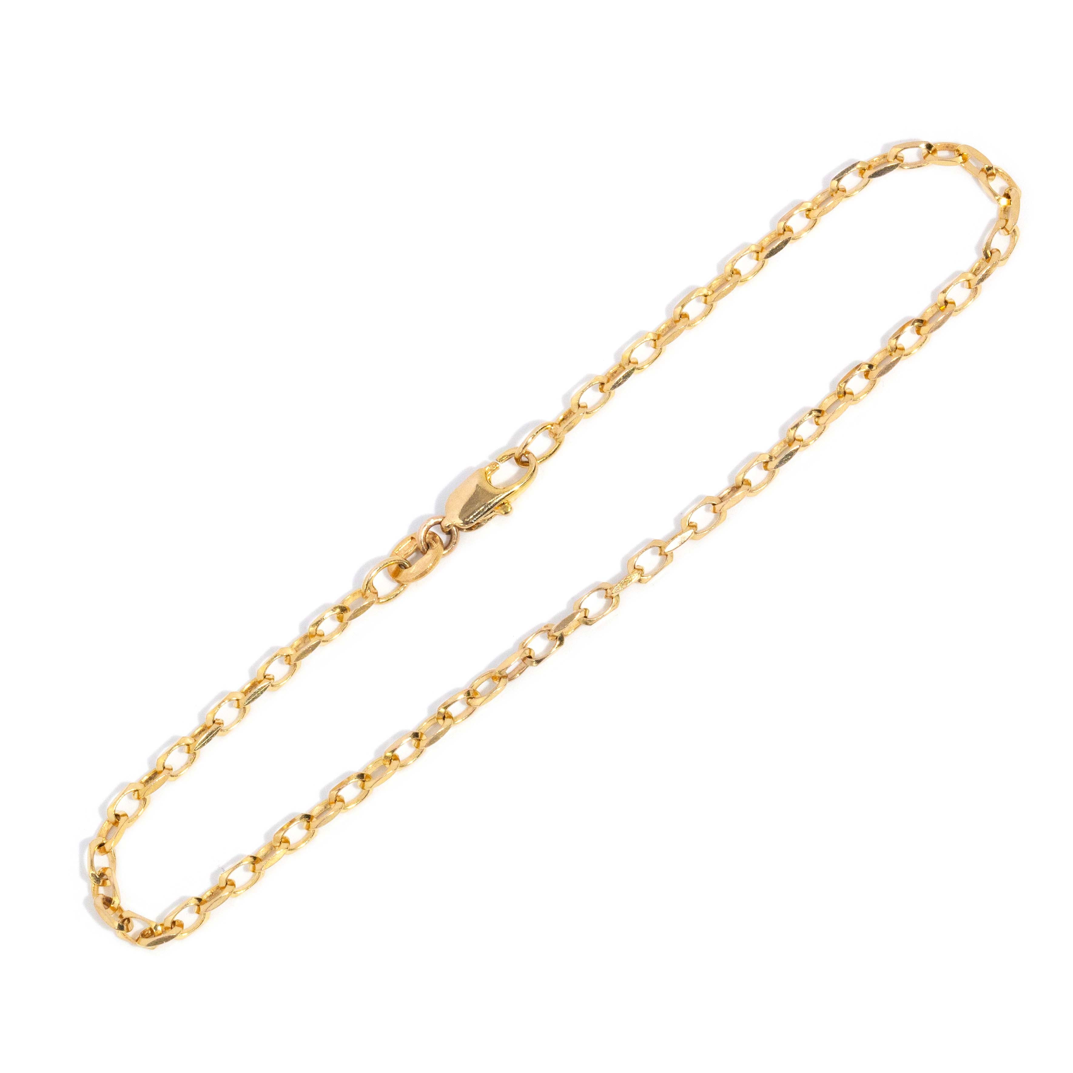 Sally Contemporary Rectangular Cable Link Slender Bracelet 9ct Yellow Gold Bracelets/Bangles Imperial Jewellery 