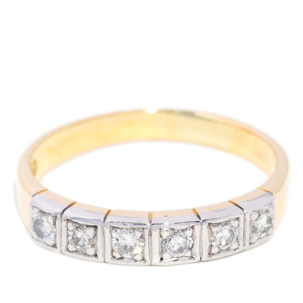 Samantha 1950s Diamond Half Eternity Ring 18K Two Tone Gold Rings Anthology Jewellers 