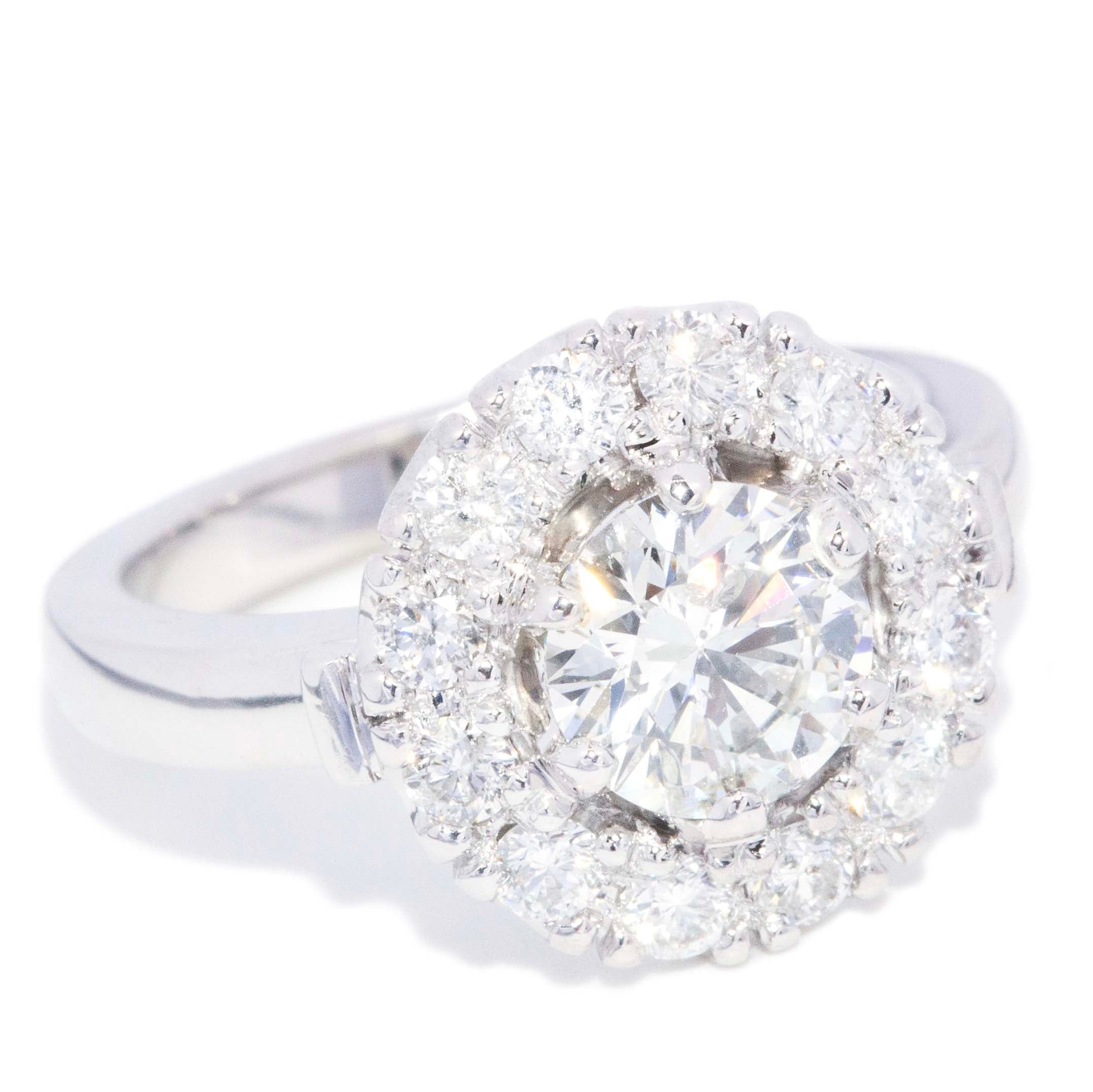 Sara Contemporary ADGL Certified 1.08 Carat Diamond Cluster Ring 18ct White Gold Rings Imperial Jewellery 