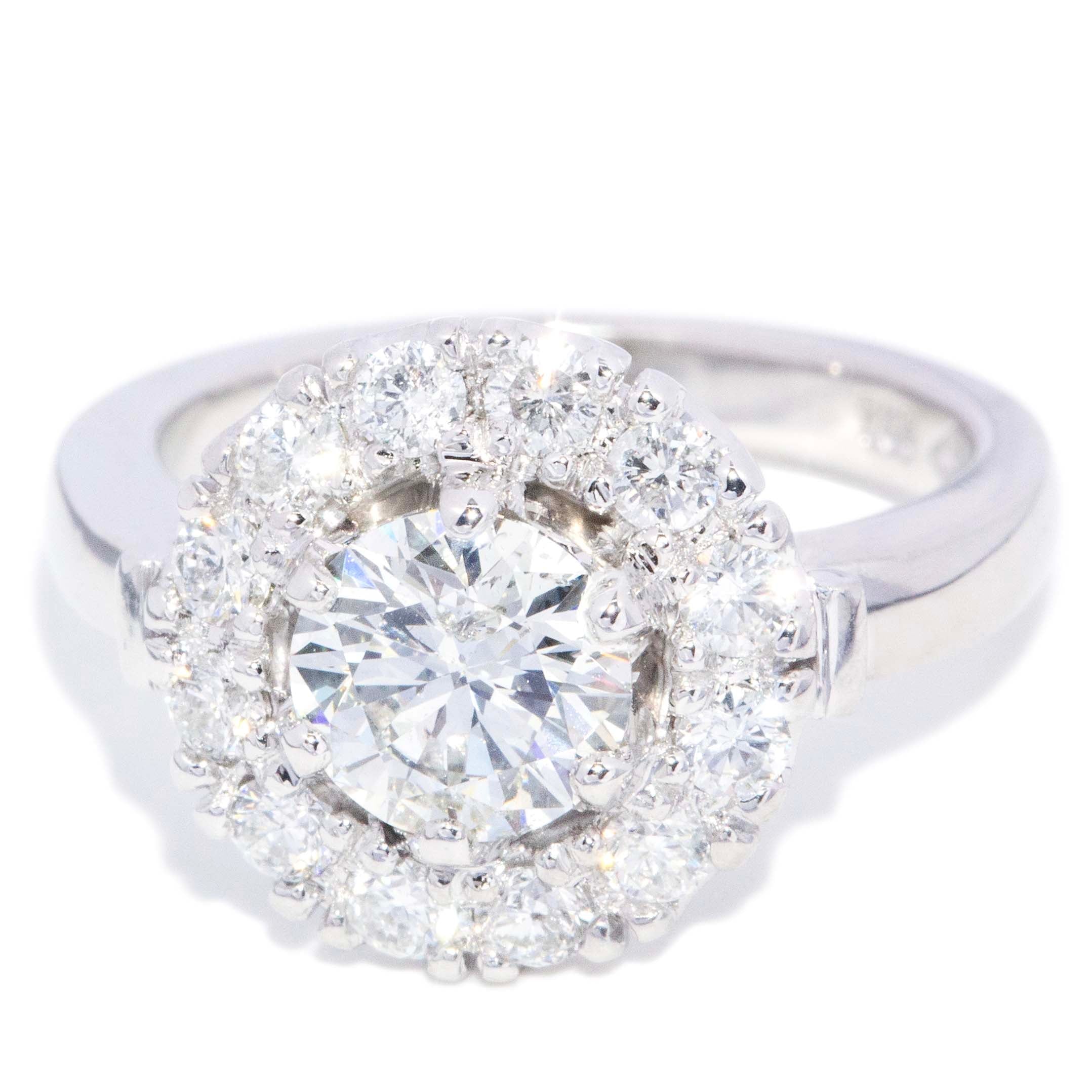 Sara Contemporary ADGL Certified 1.08 Carat Diamond Cluster Ring 18ct White Gold Rings Imperial Jewellery 