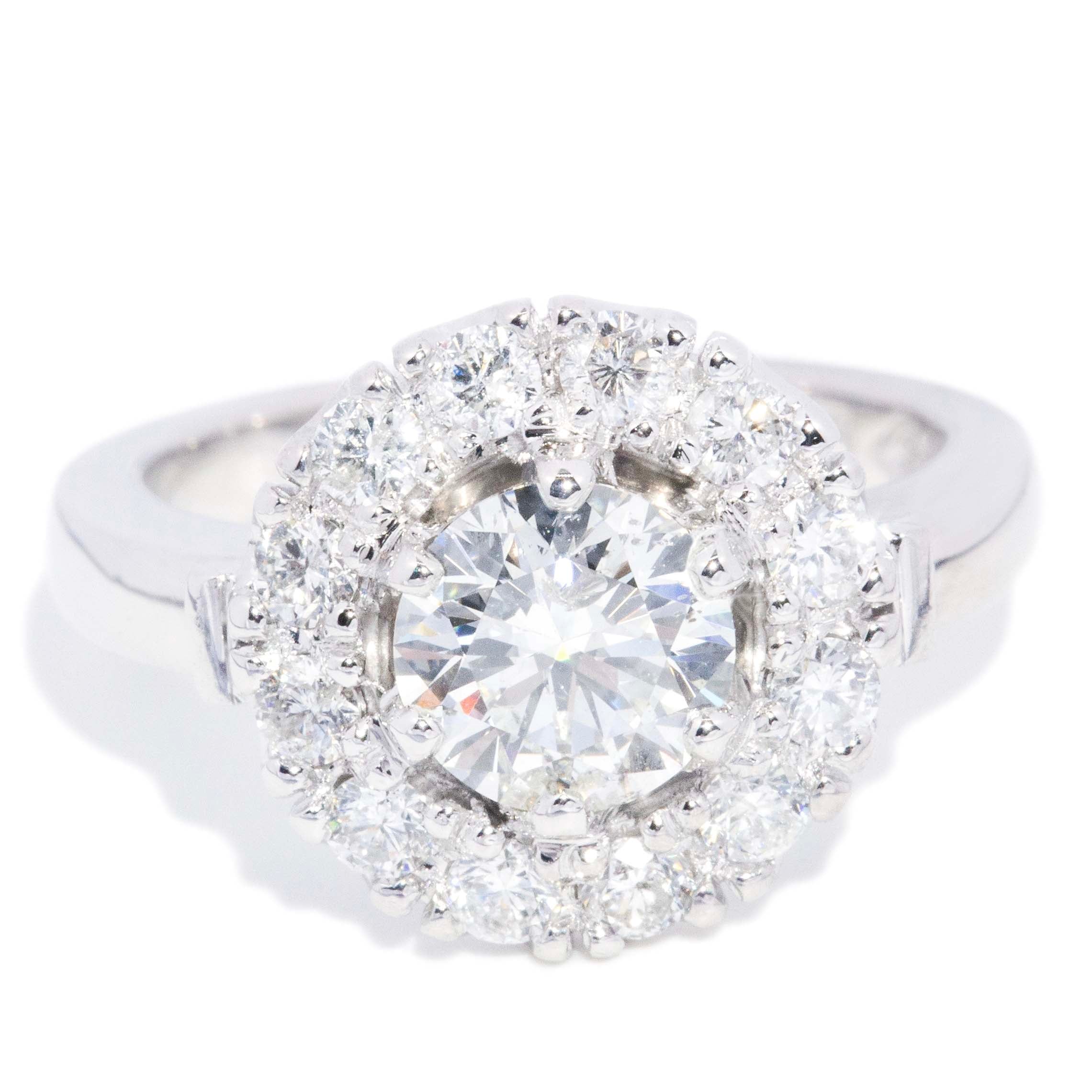 Sara Contemporary ADGL Certified 1.08 Carat Diamond Cluster Ring 18ct White Gold Rings Imperial Jewellery 