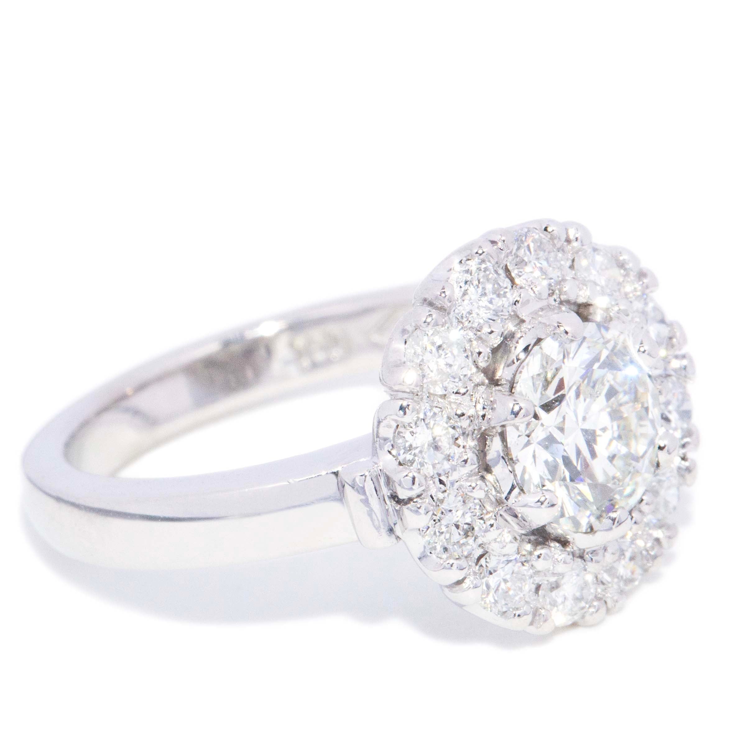 Sara Contemporary ADGL Certified 1.08 Carat Diamond Cluster Ring 18ct White Gold Rings Imperial Jewellery 
