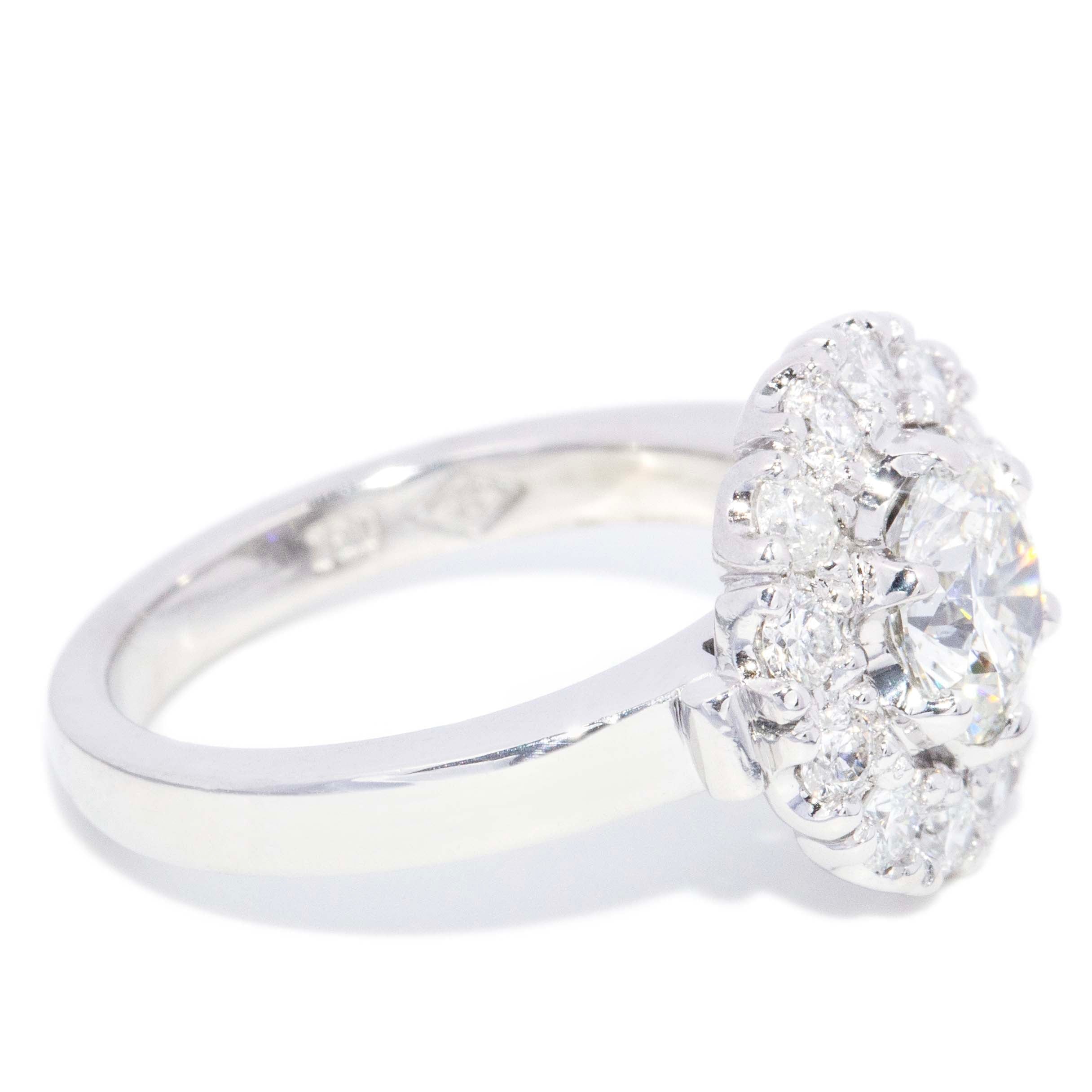 Sara Contemporary ADGL Certified 1.08 Carat Diamond Cluster Ring 18ct White Gold Rings Imperial Jewellery 