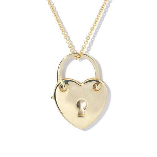 Scout 1970s Petite Heart Padlock Pendant 14K Yellow Gold