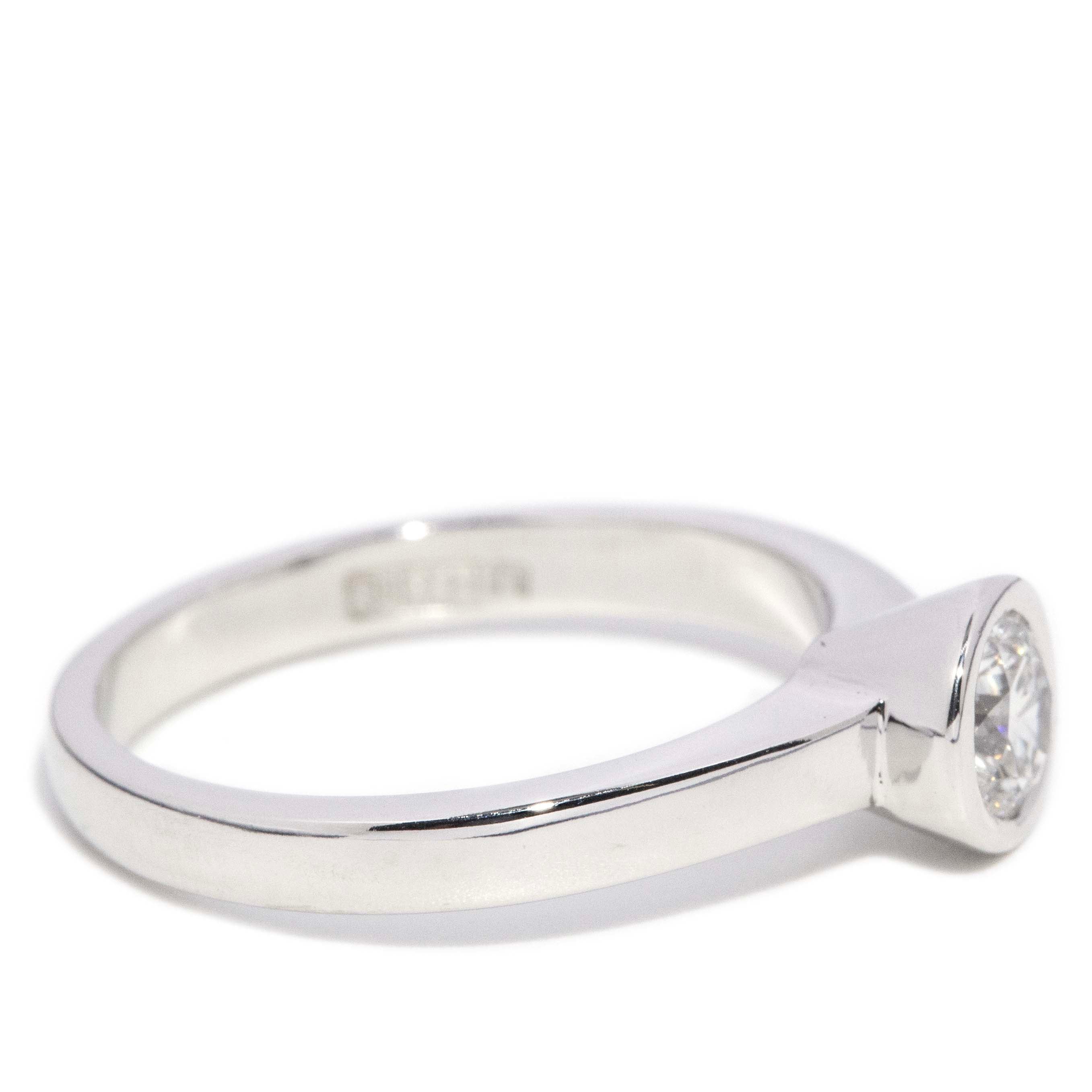 Selina Contemporary Rubover Brilliant Diamond Solitaire Ring 18ct White Gold Rings Imperial Jewellery 