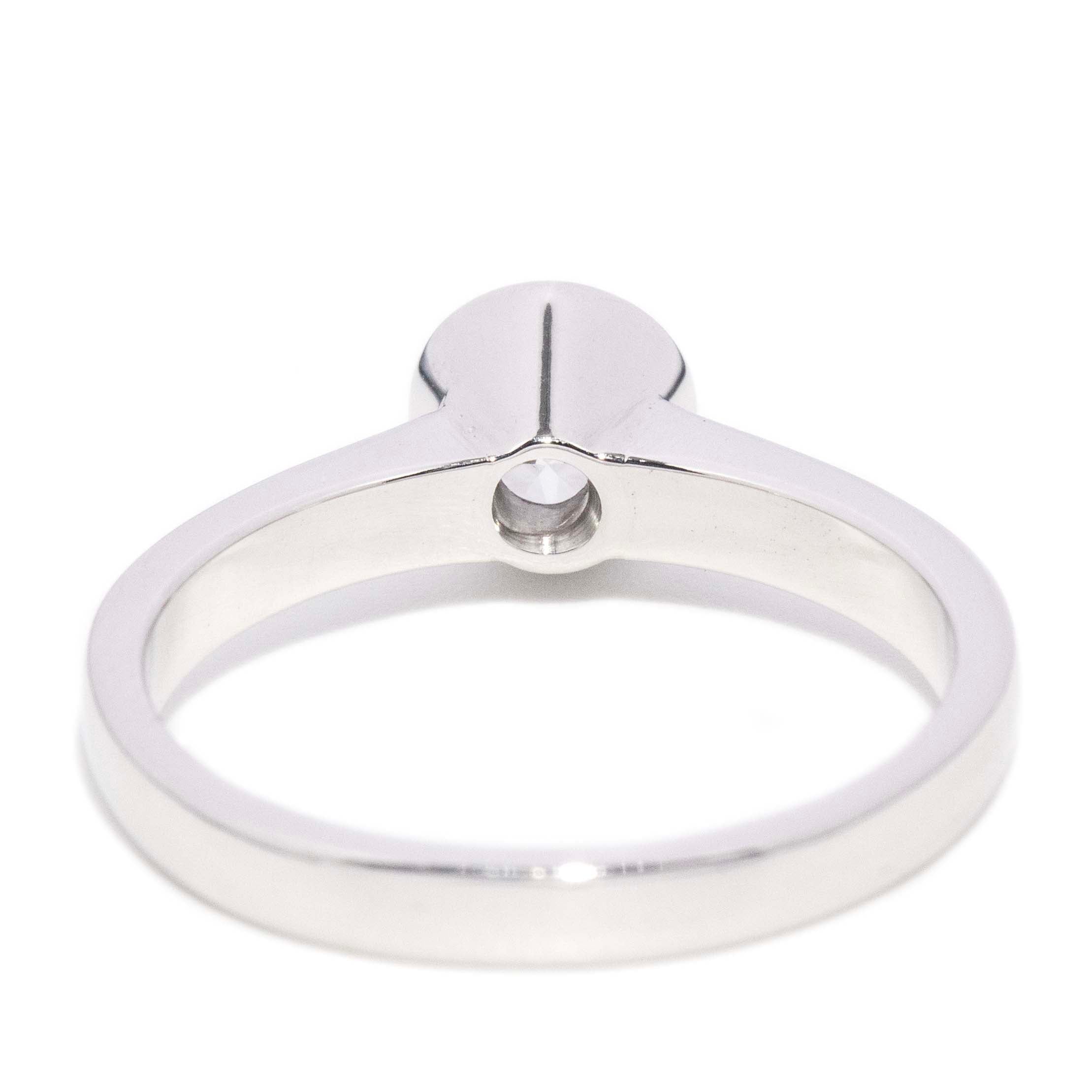Selina Contemporary Rubover Brilliant Diamond Solitaire Ring 18ct White Gold Rings Imperial Jewellery 