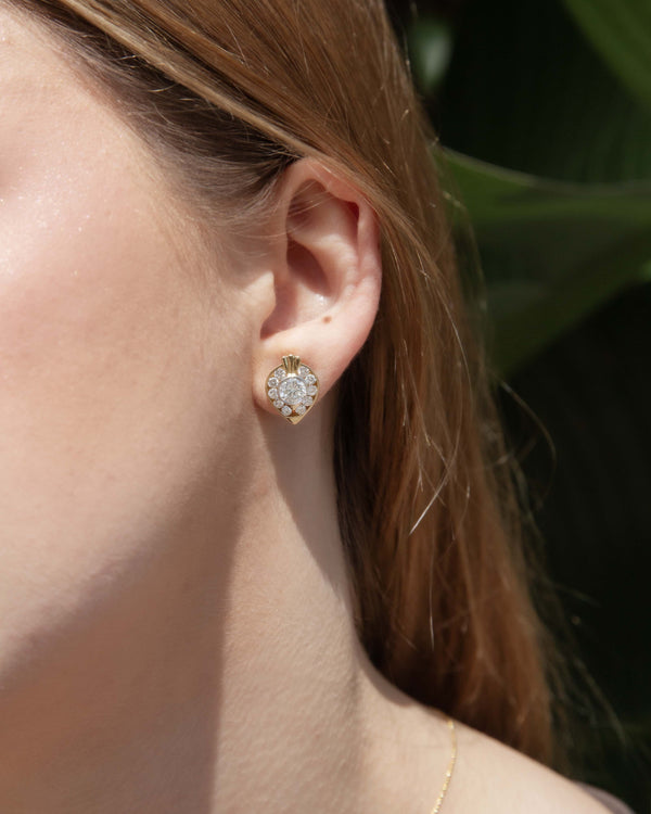 Seraph 1980s Diamond Teardrop Cluster Studs 18ct Gold Earrings Imperial Jewellery 