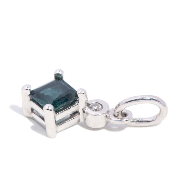 Sienna Princess Cut Sapphire & Diamond Pendant 9K White Gold Charms & Pendants Anthology Jewellers 