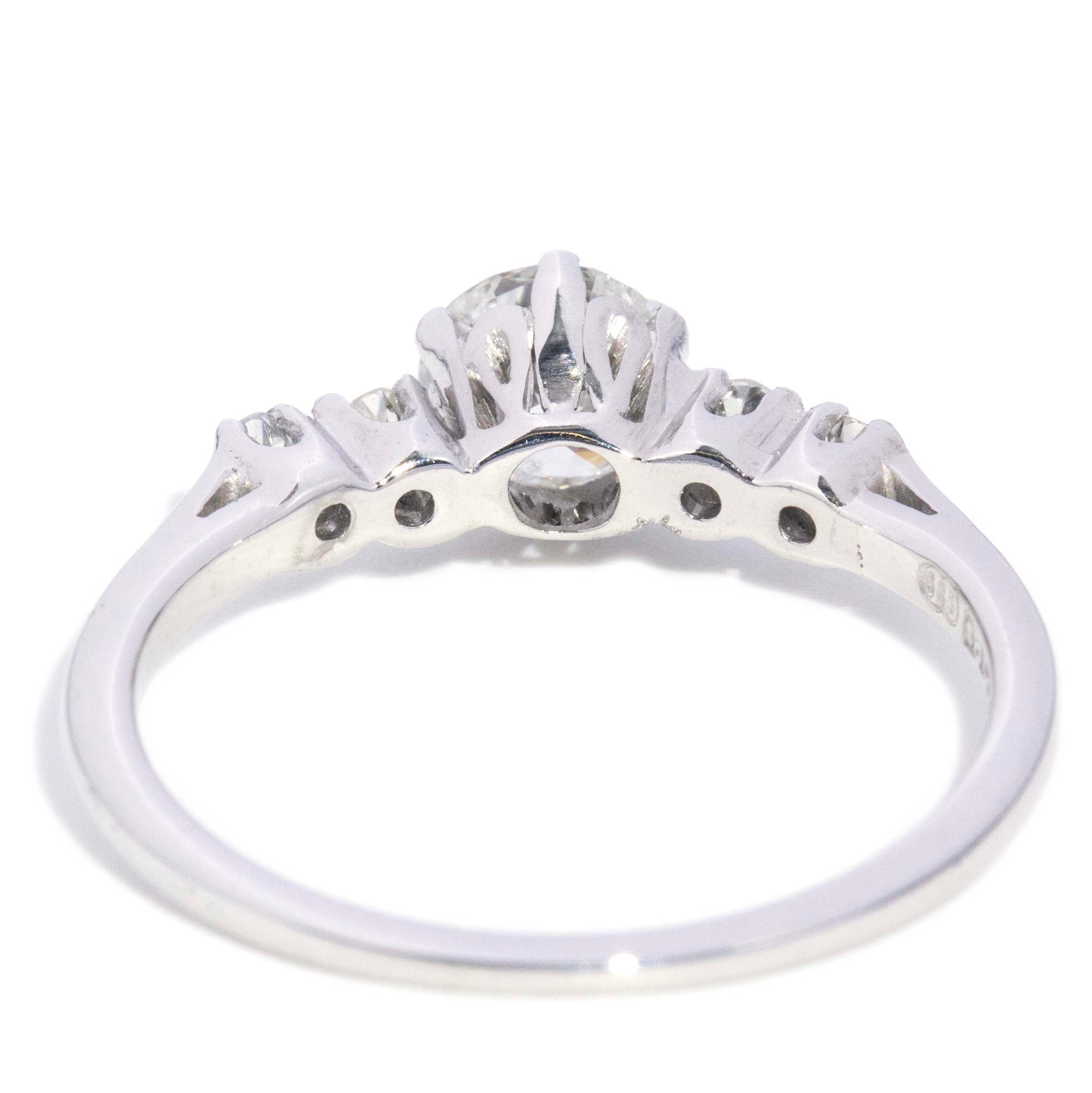 Stella Vintage Circa 1950s Old Cut Diamond Five Stone Ring 14ct White Gold Rings Imperial Jewellery 