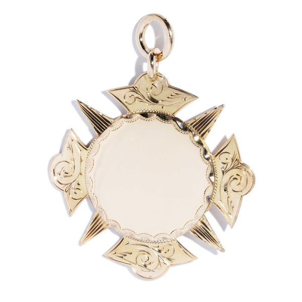 Antique 1906 Edwardian Cross Award Pendant 15 Carat Gold