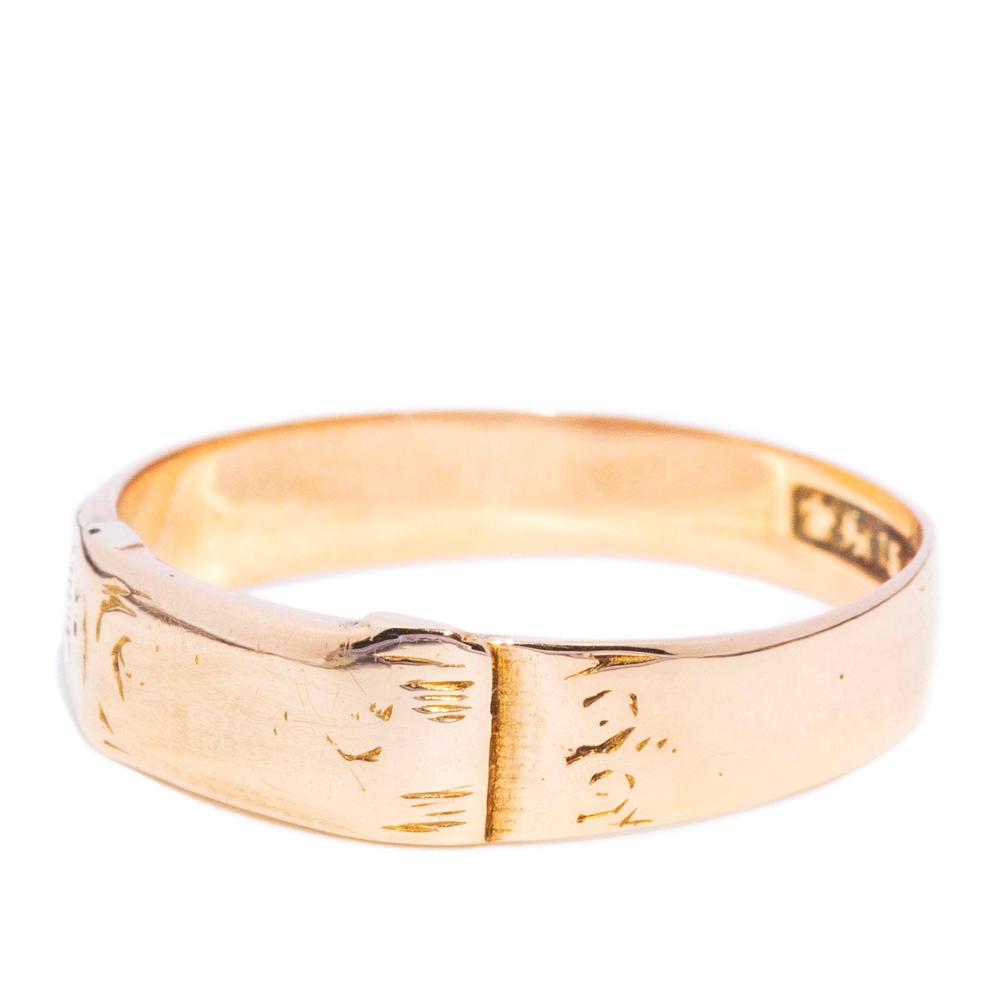 Stevie Vintage Hallmarked 1945 Engraved Belt Buckle Ring 15ct Yellow Gold Rings Imperial Jewellery 