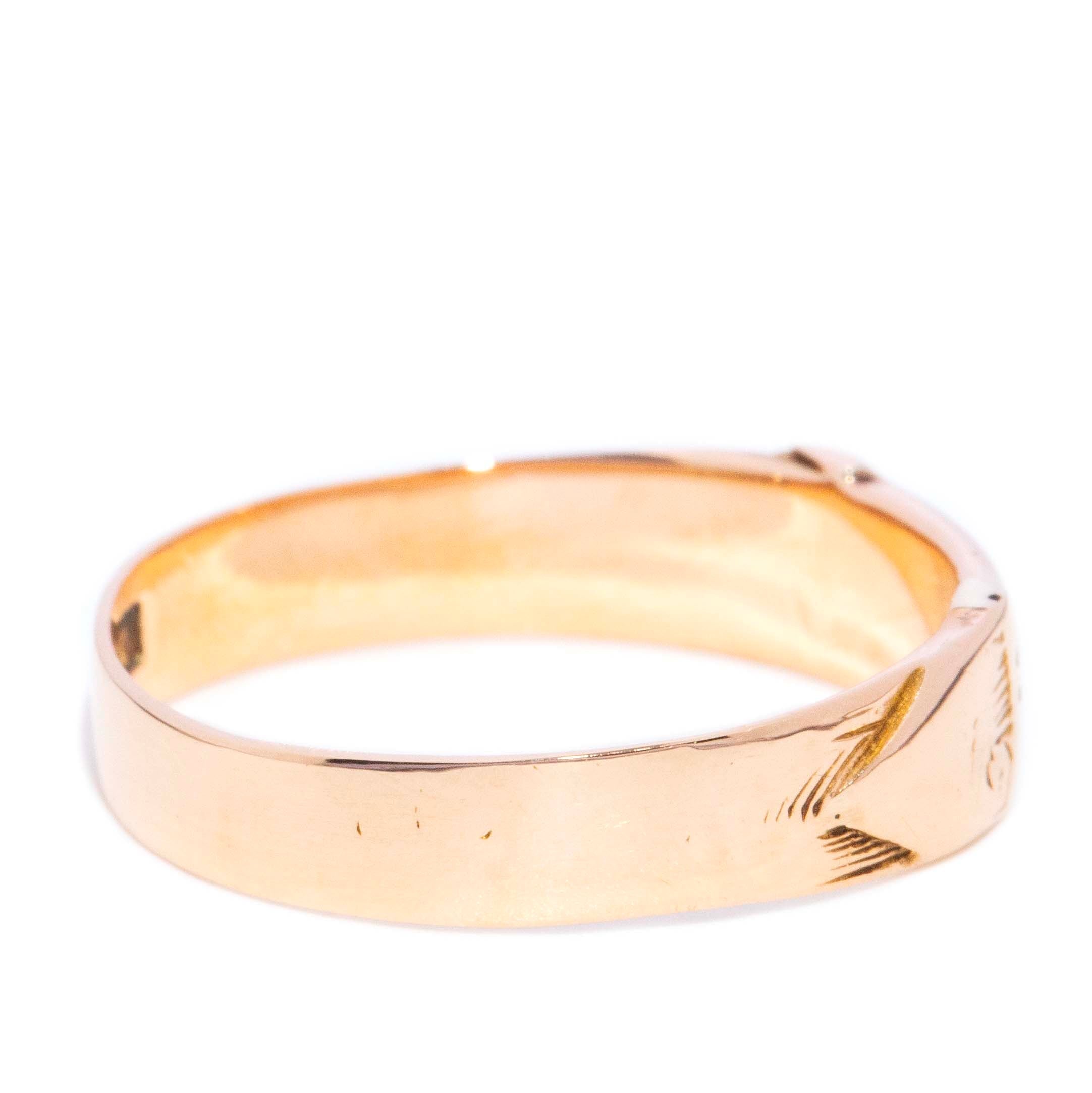 Stevie Vintage Hallmarked 1945 Engraved Belt Buckle Ring 15ct Yellow Gold Rings Imperial Jewellery 