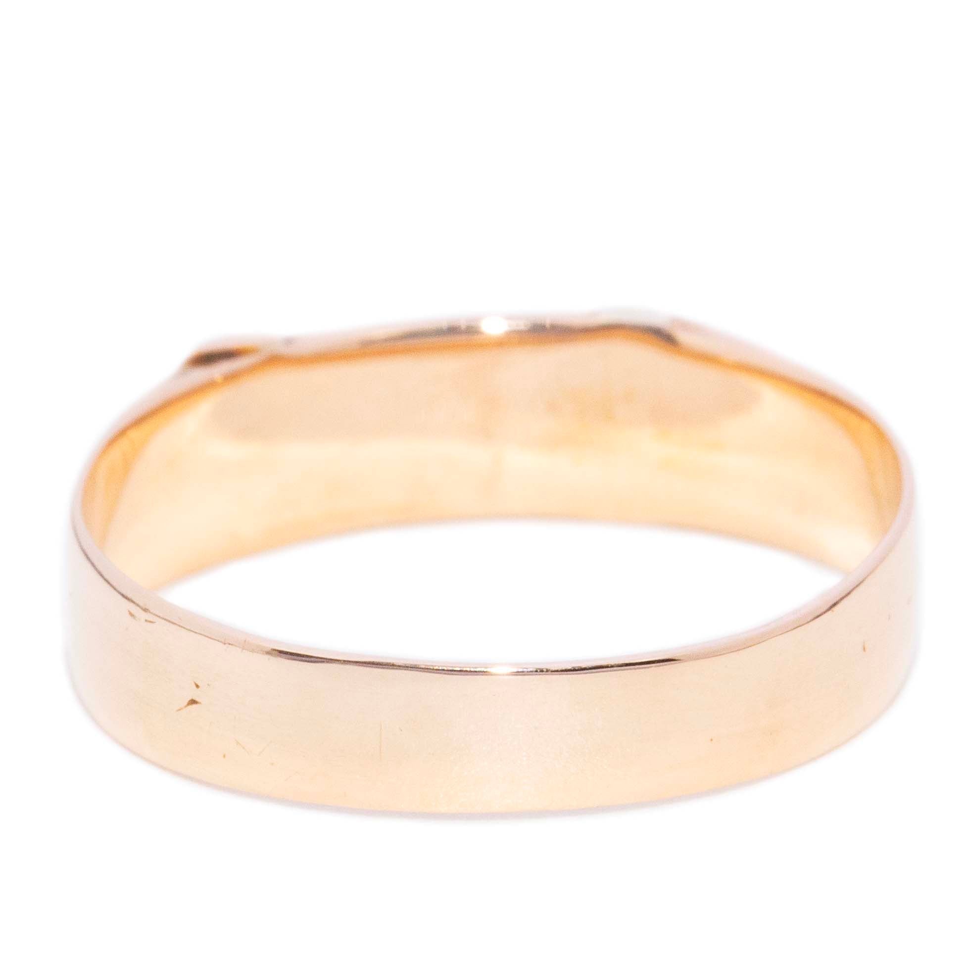 Stevie Vintage Hallmarked 1945 Engraved Belt Buckle Ring 15ct Yellow Gold Rings Imperial Jewellery 
