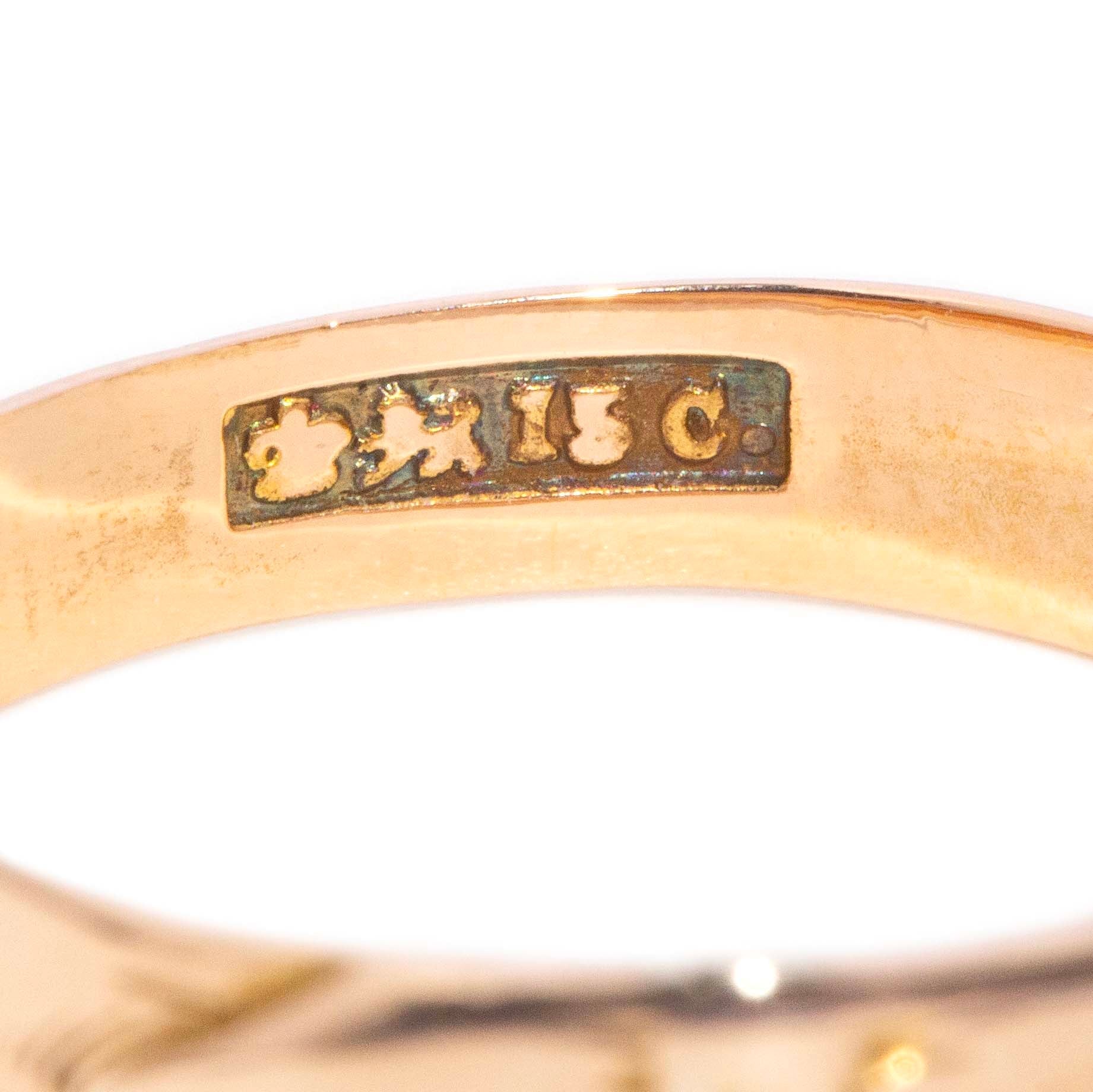 Stevie Vintage Hallmarked 1945 Engraved Belt Buckle Ring 15ct Yellow Gold Rings Imperial Jewellery 