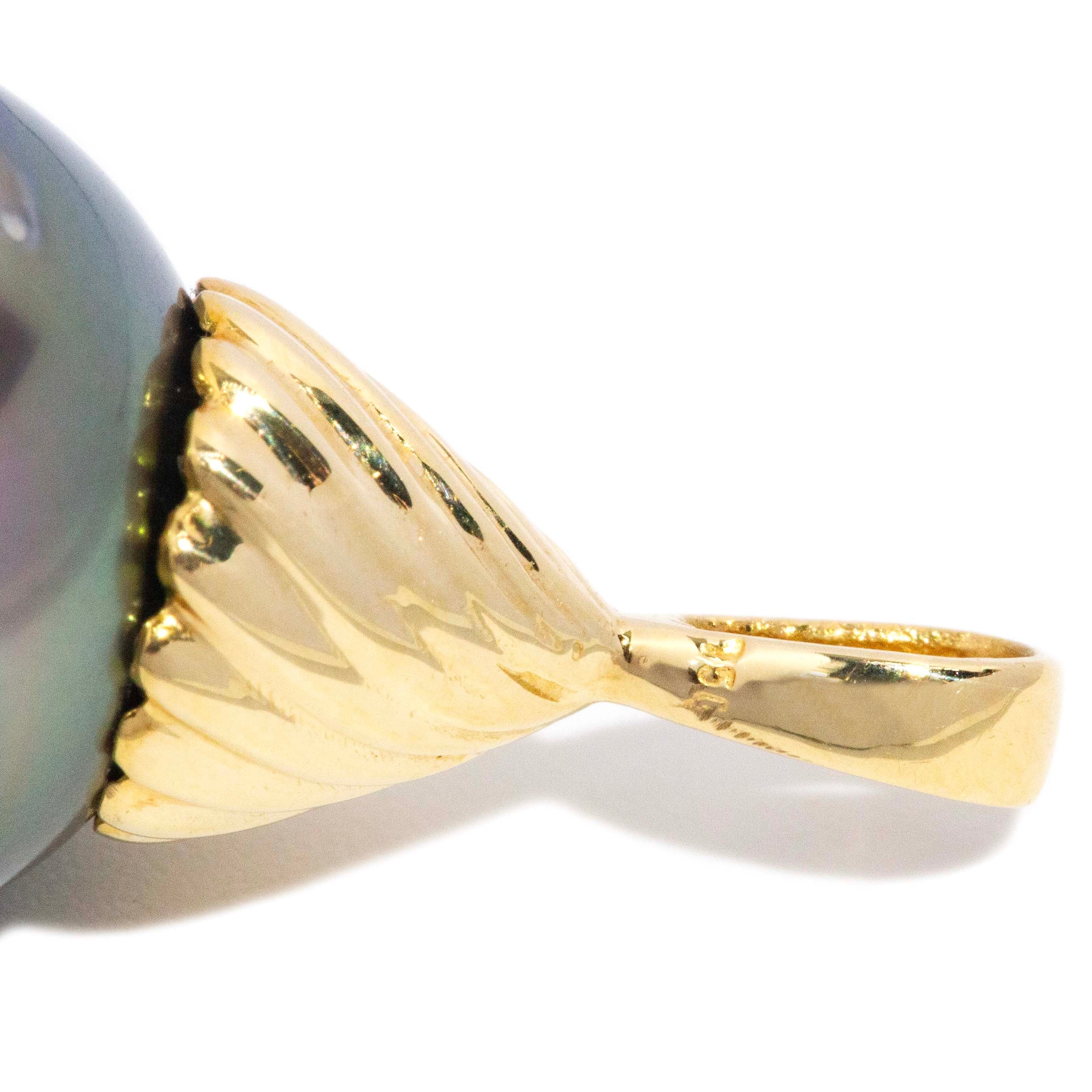 Talila Vintage Circa 1980s Tahitian Pearl Swirl Pendant 18ct Yellow Gold Pendants/Necklaces Imperial Jewellery 