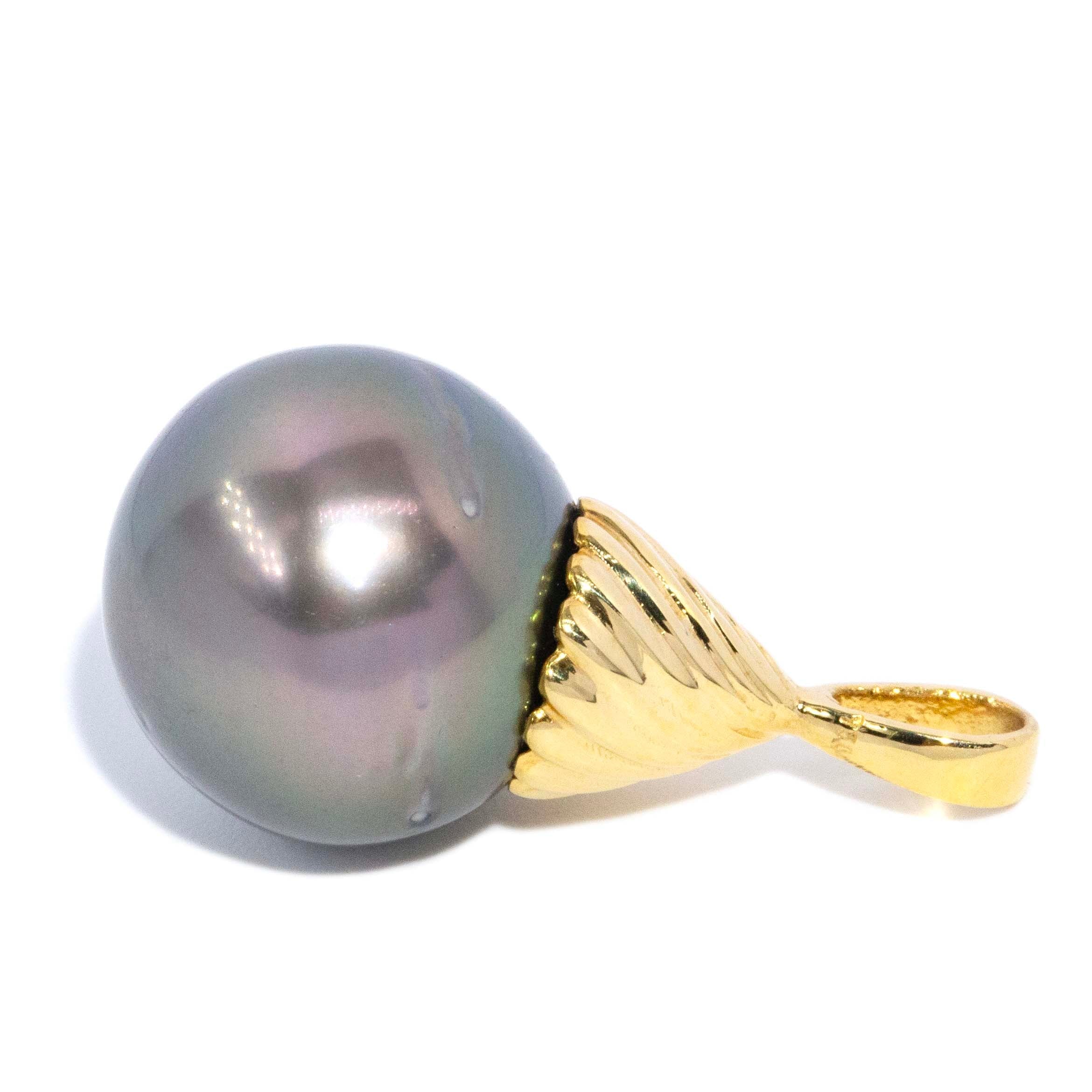 Talila Vintage Circa 1980s Tahitian Pearl Swirl Pendant 18ct Yellow Gold Pendants/Necklaces Imperial Jewellery 