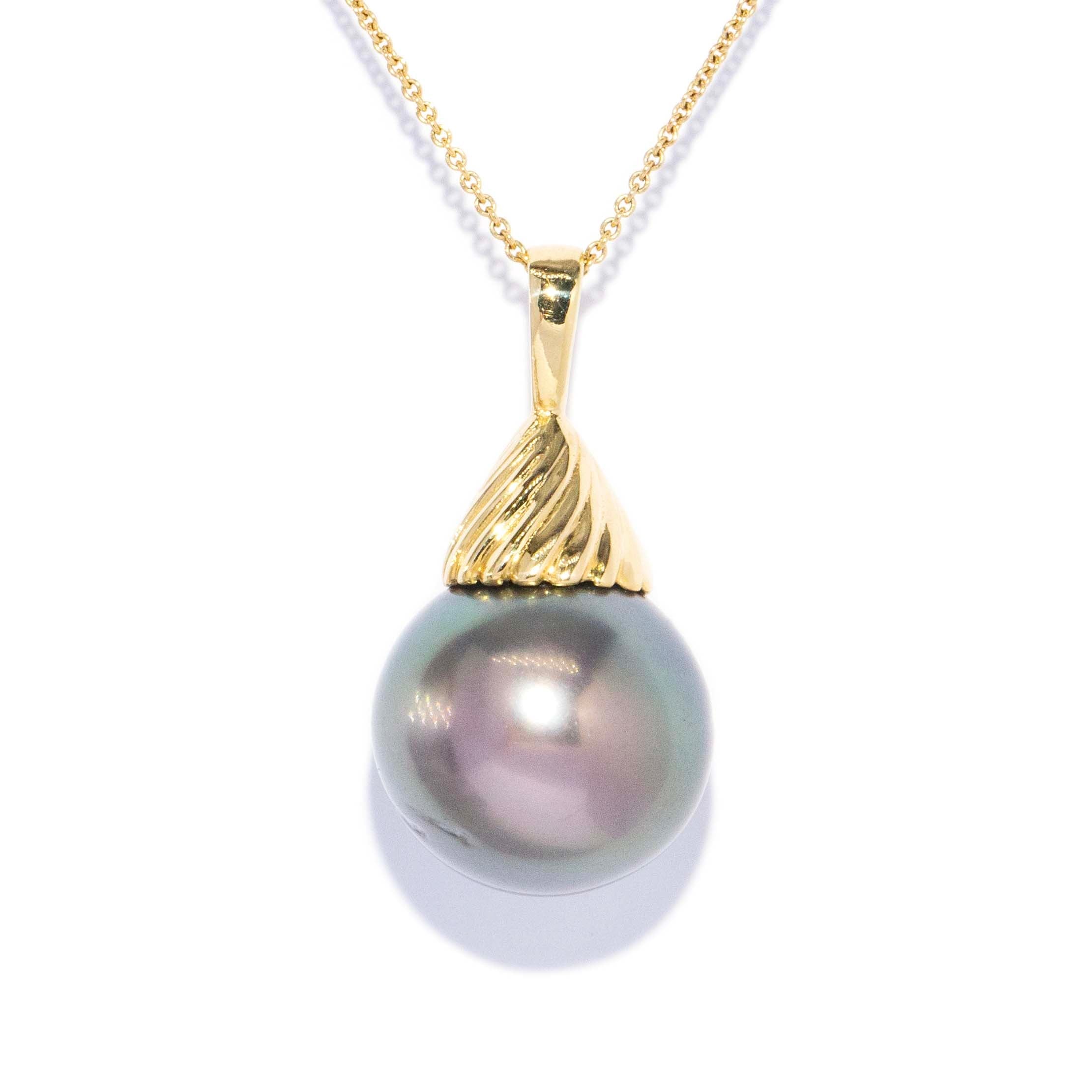 Talila Vintage Circa 1980s Tahitian Pearl Swirl Pendant 18ct Yellow Gold Pendants/Necklaces Imperial Jewellery 