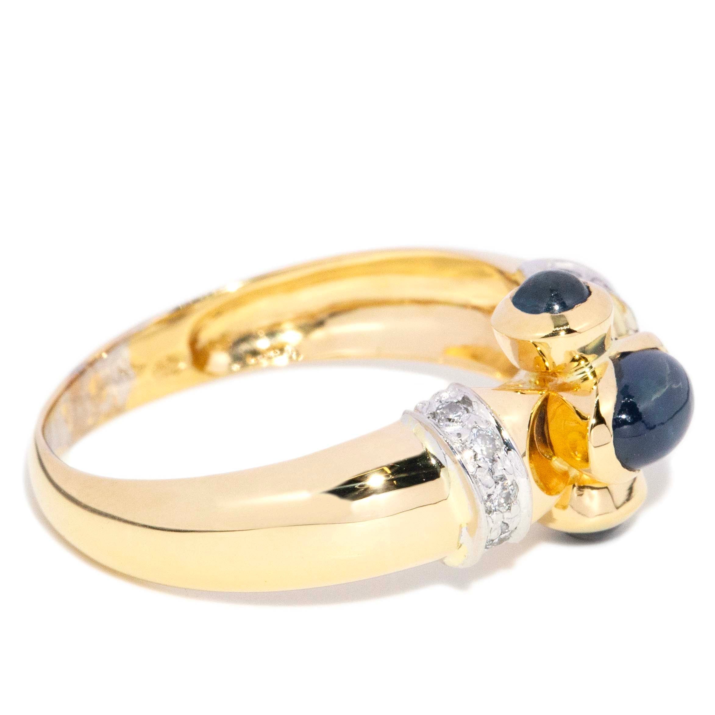 Tatiana 1980s Sapphire & Diamond Ring 18K Two Tone Gold Rings Anthology Jewellers 