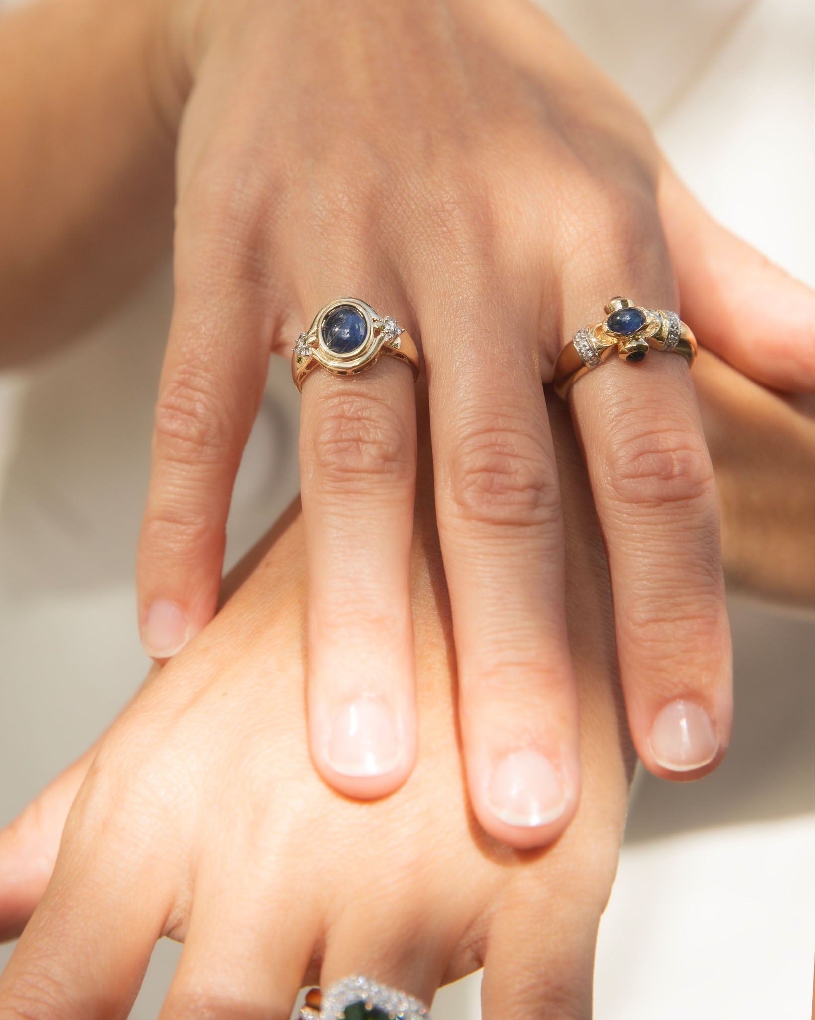 Tatiana 1980s Sapphire & Diamond Ring 18K Two Tone Gold Rings Anthology Jewellers 