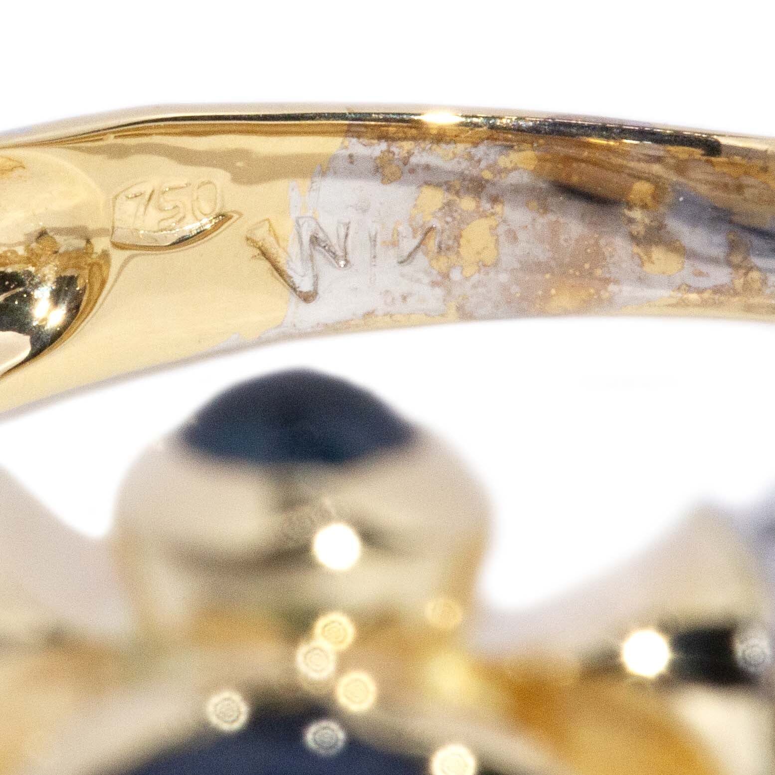 Tatiana 1980s Sapphire & Diamond Ring 18K Two Tone Gold Rings Anthology Jewellers 