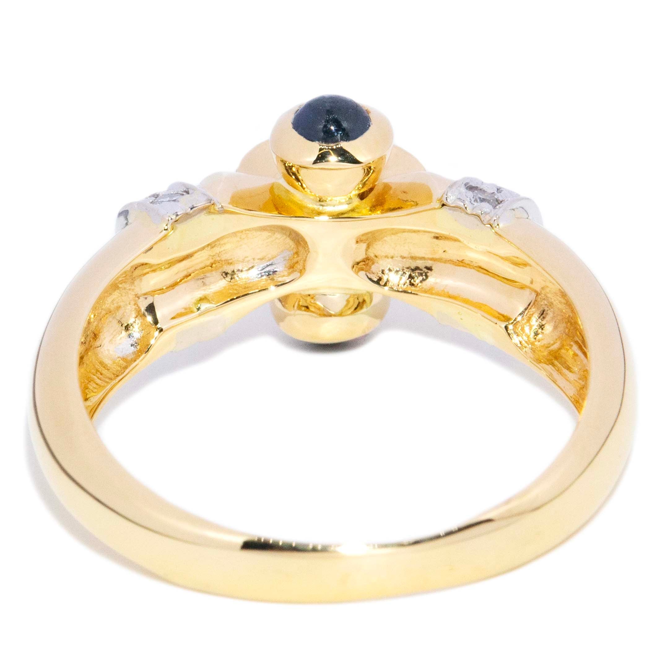 Tatiana 1980s Sapphire & Diamond Ring 18K Two Tone Gold Rings Anthology Jewellers 